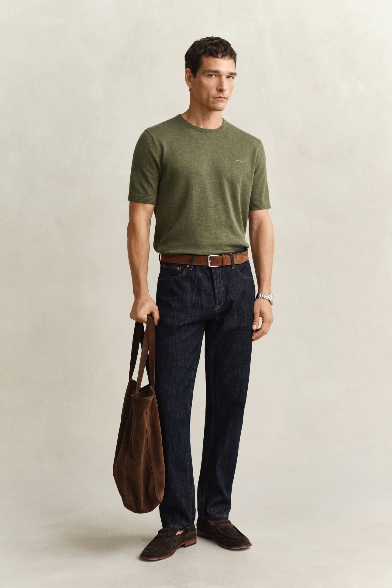 SLUB COTTON LINEN SS C-NECK DRY HERB GREEN 3