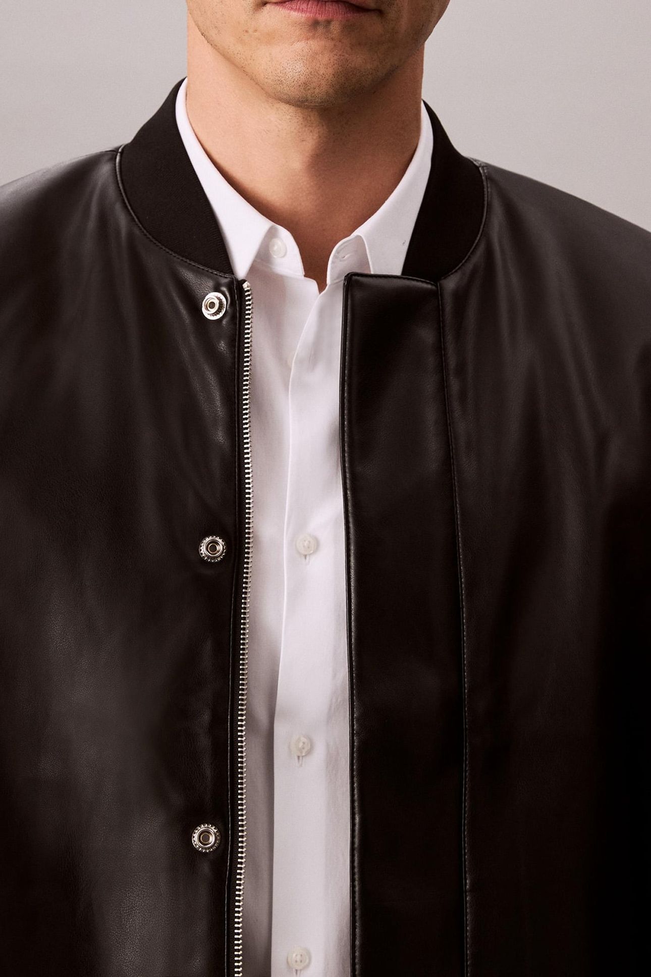 LS FAUX LEATHER BOMBER BLACK 4