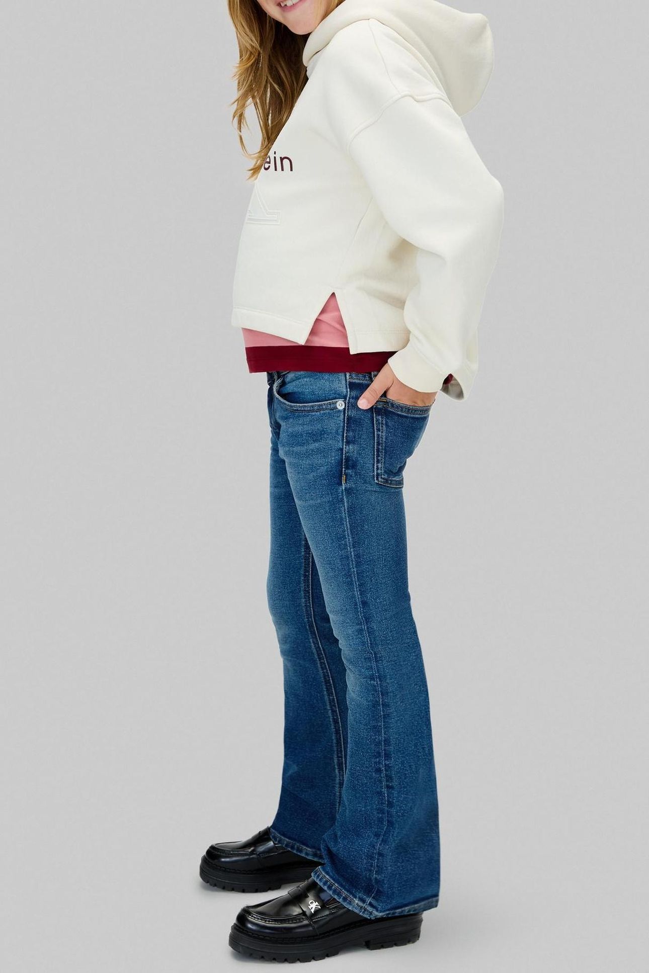 GIRLS MID RISE FLARE DARK BLUE 3