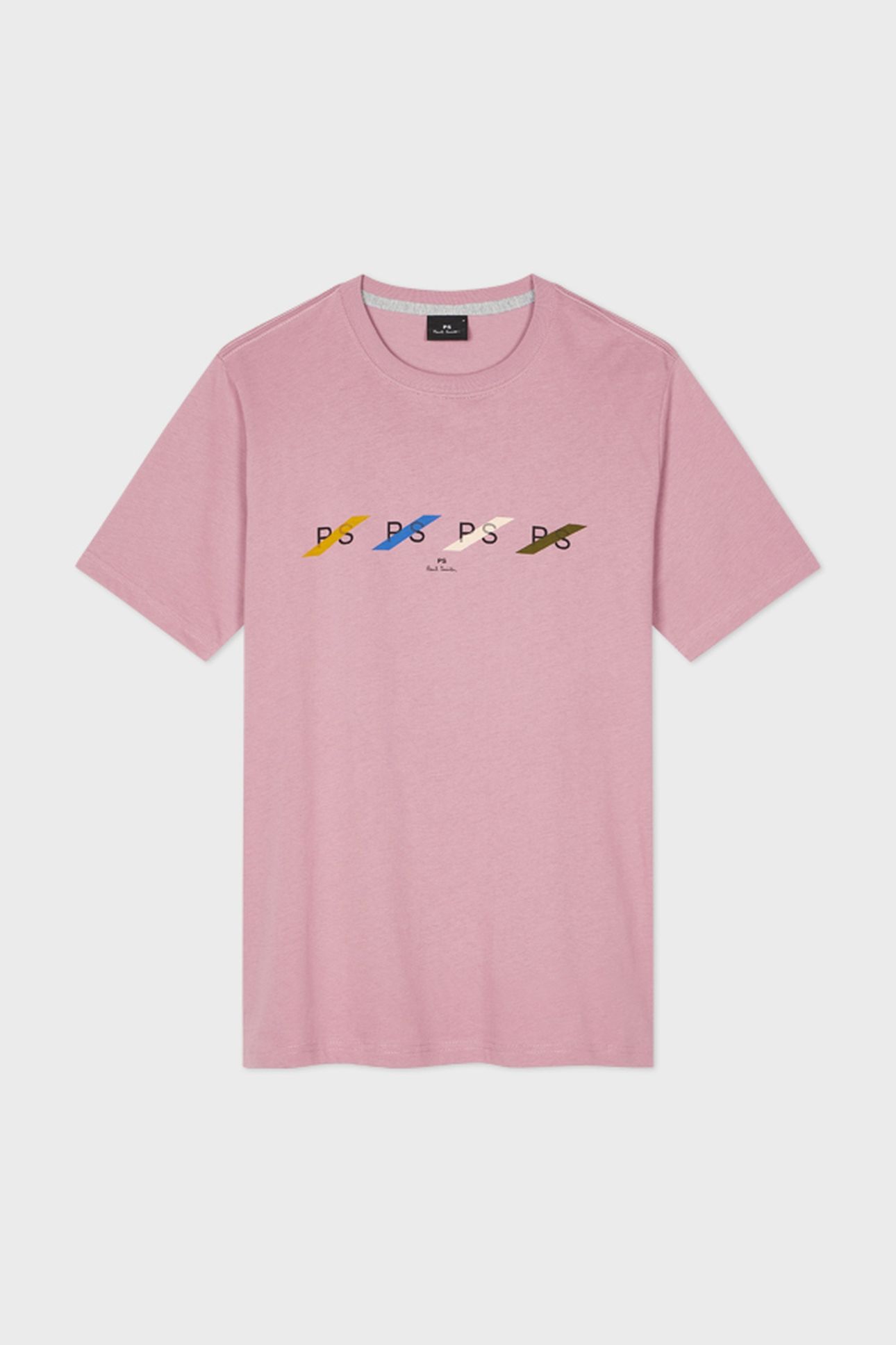 MENS REG FIT T SHIRT PS ROW MULTI MAUVE 2
