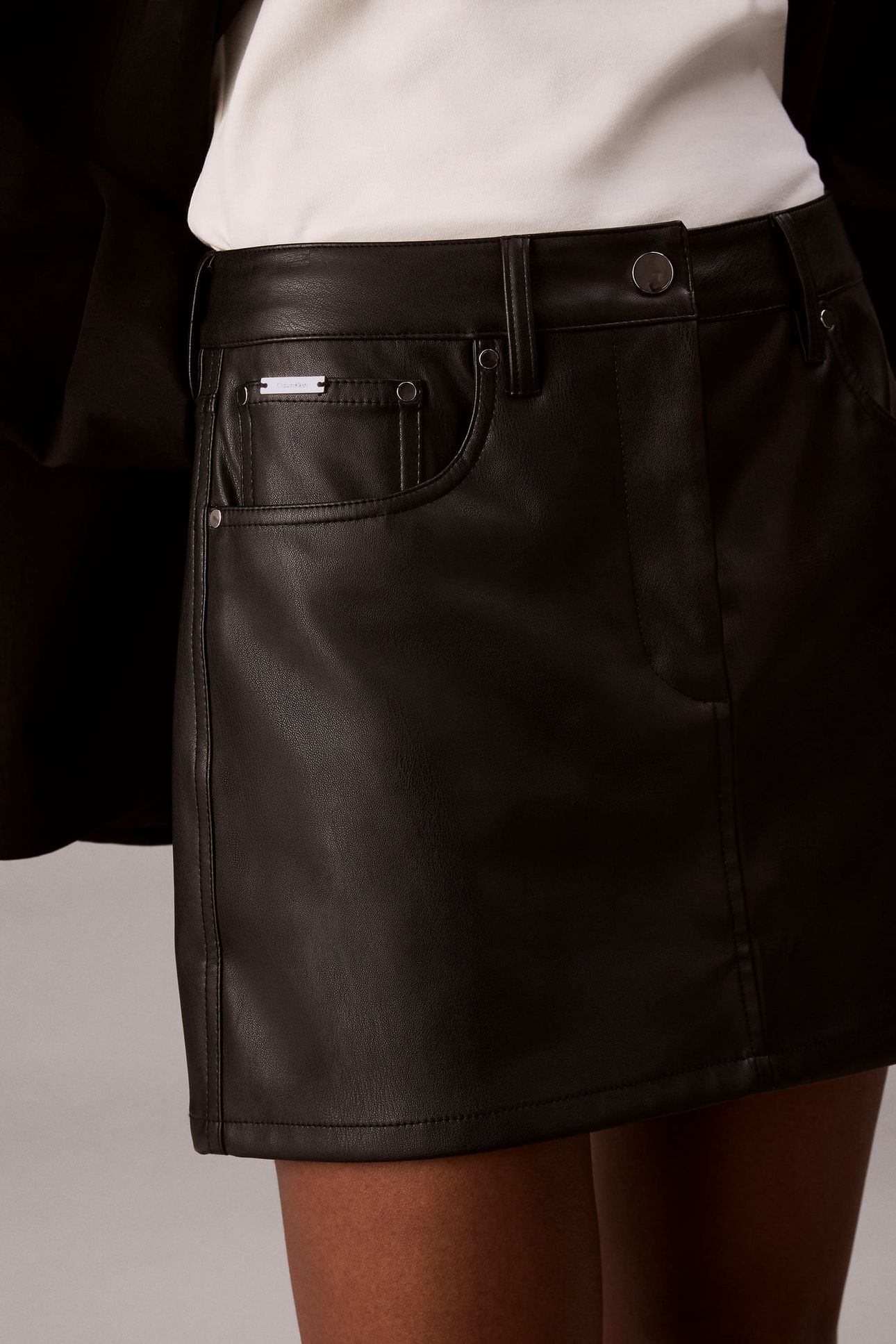 FAUX LEATHER 5PKT MINI SKIRT BLACK 5