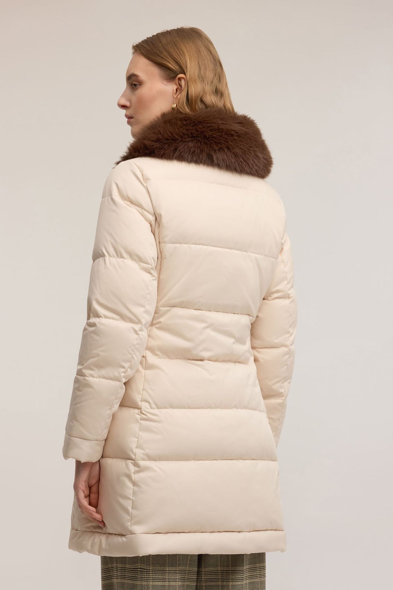 LONG DOWN JACKET WITH HIGH COLLAR WHITE 3