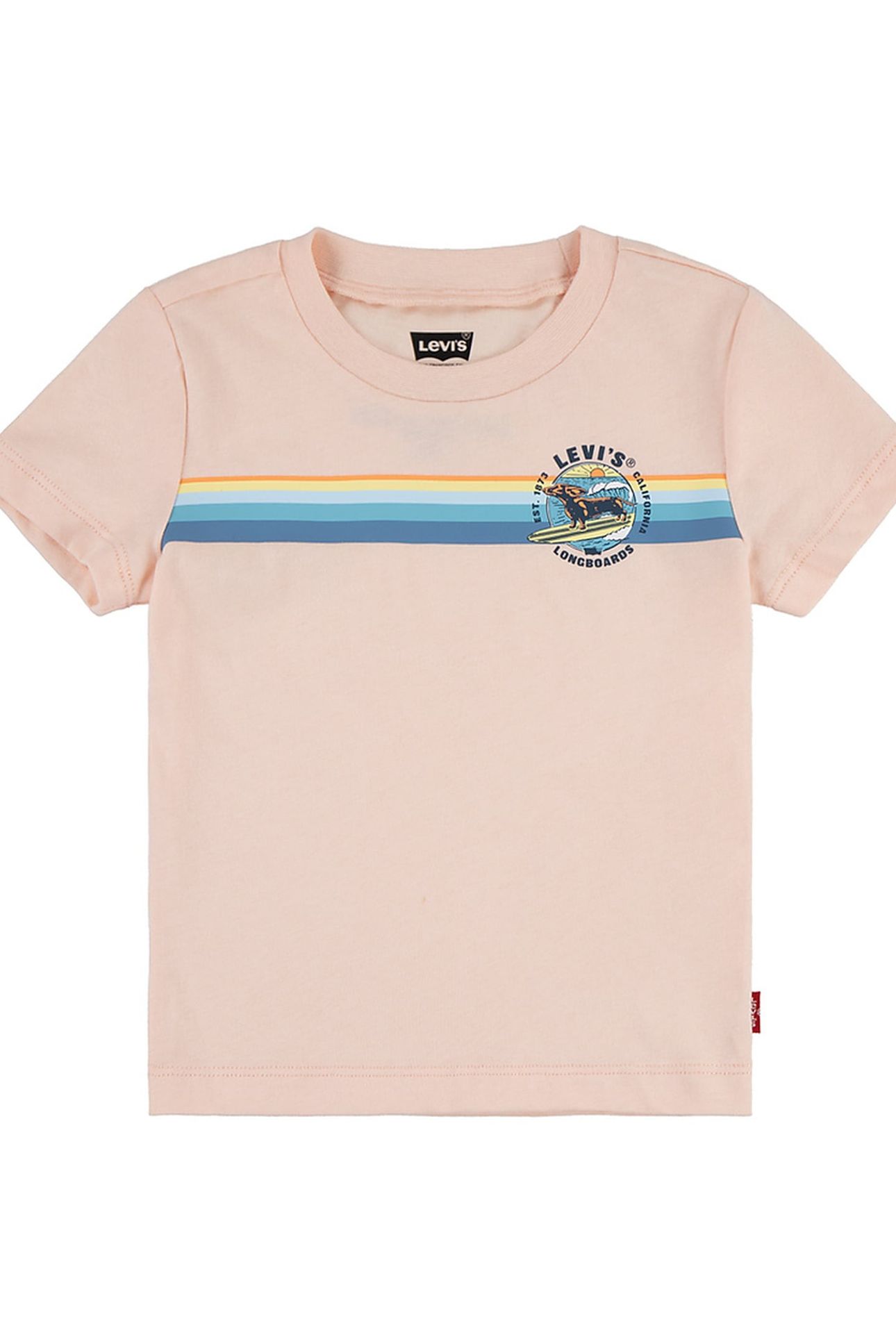 BOYS RETRO STRIPE SURF TEE PALE PEACH 1