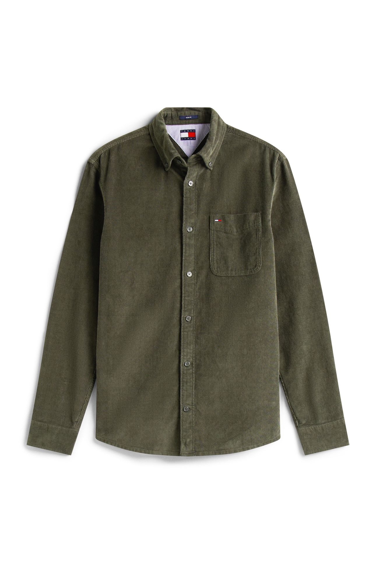 TJM REG BABY CORD SHIRT PEWTER GREEN 4