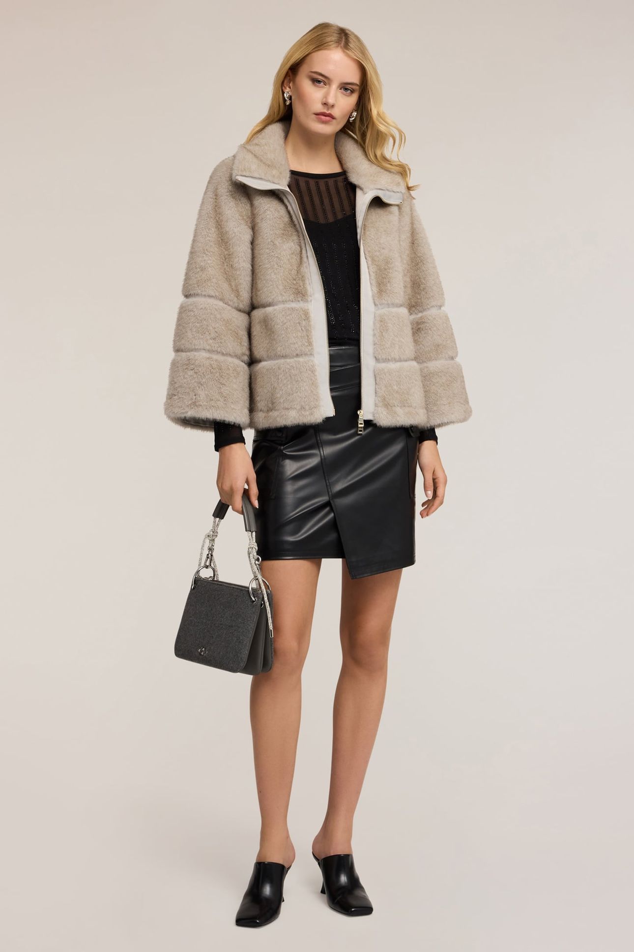 TEDDY EFFECT JACKET WITH ZIP GREY 2
