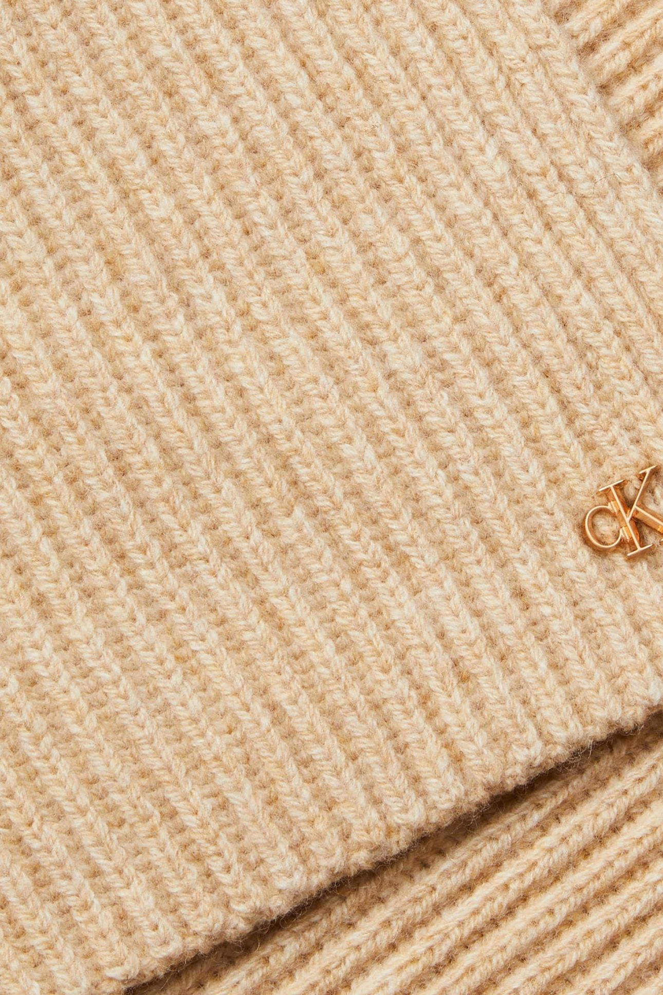 CK METAL WOOL RIB SCARF BEIGE HEATHER 3