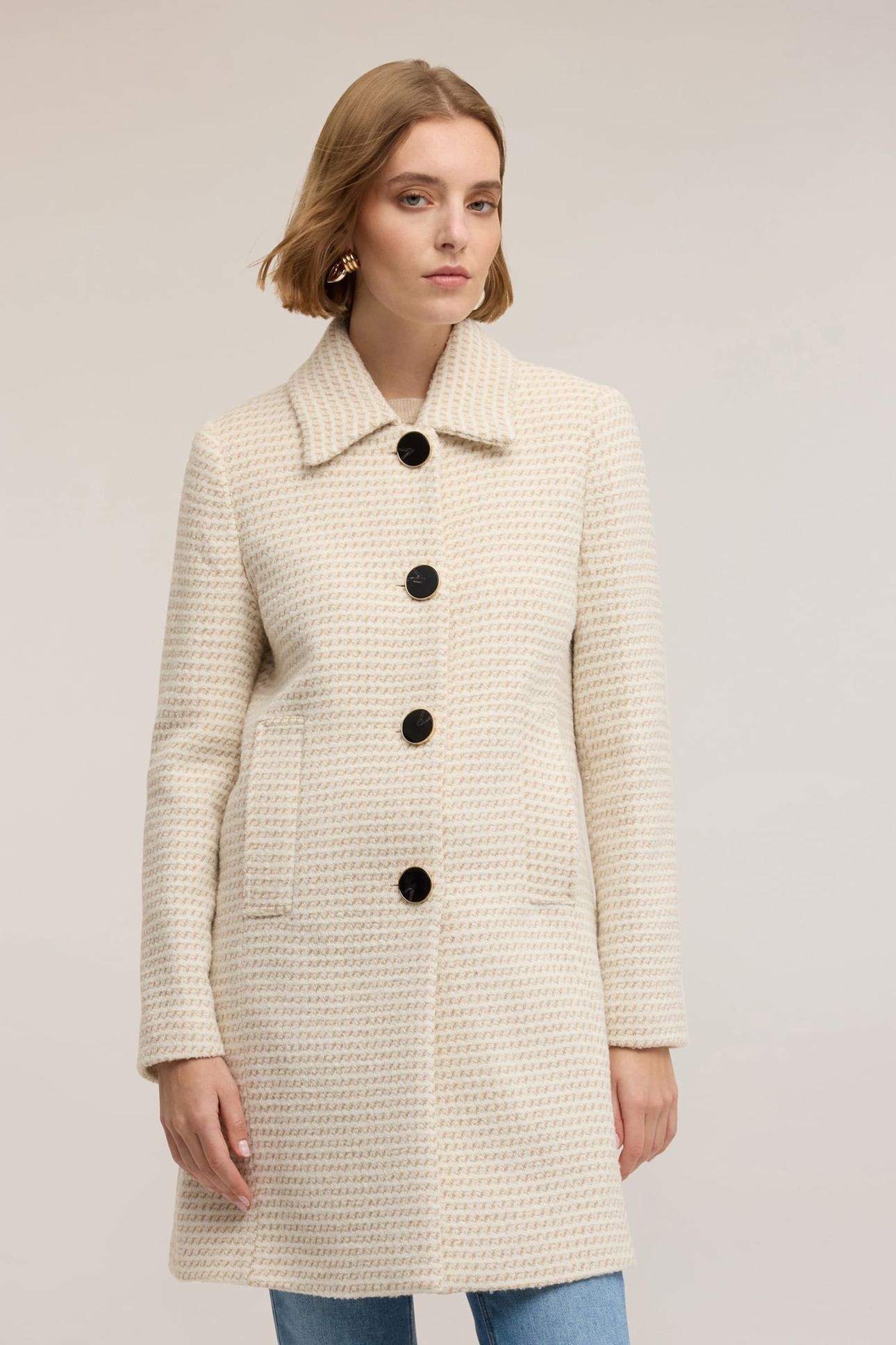 LONG JACQUARD COAT BEIGE 2