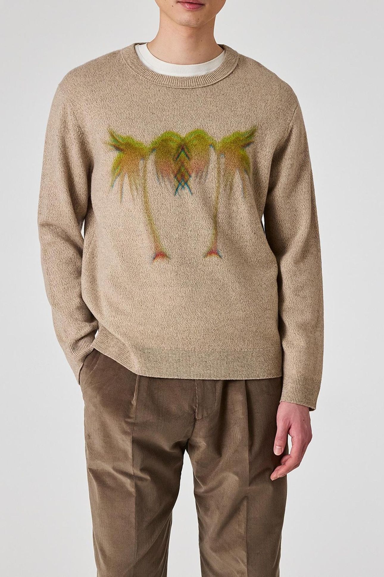 MENS SWEATER CREW NECK LIGHT BEIGE 1