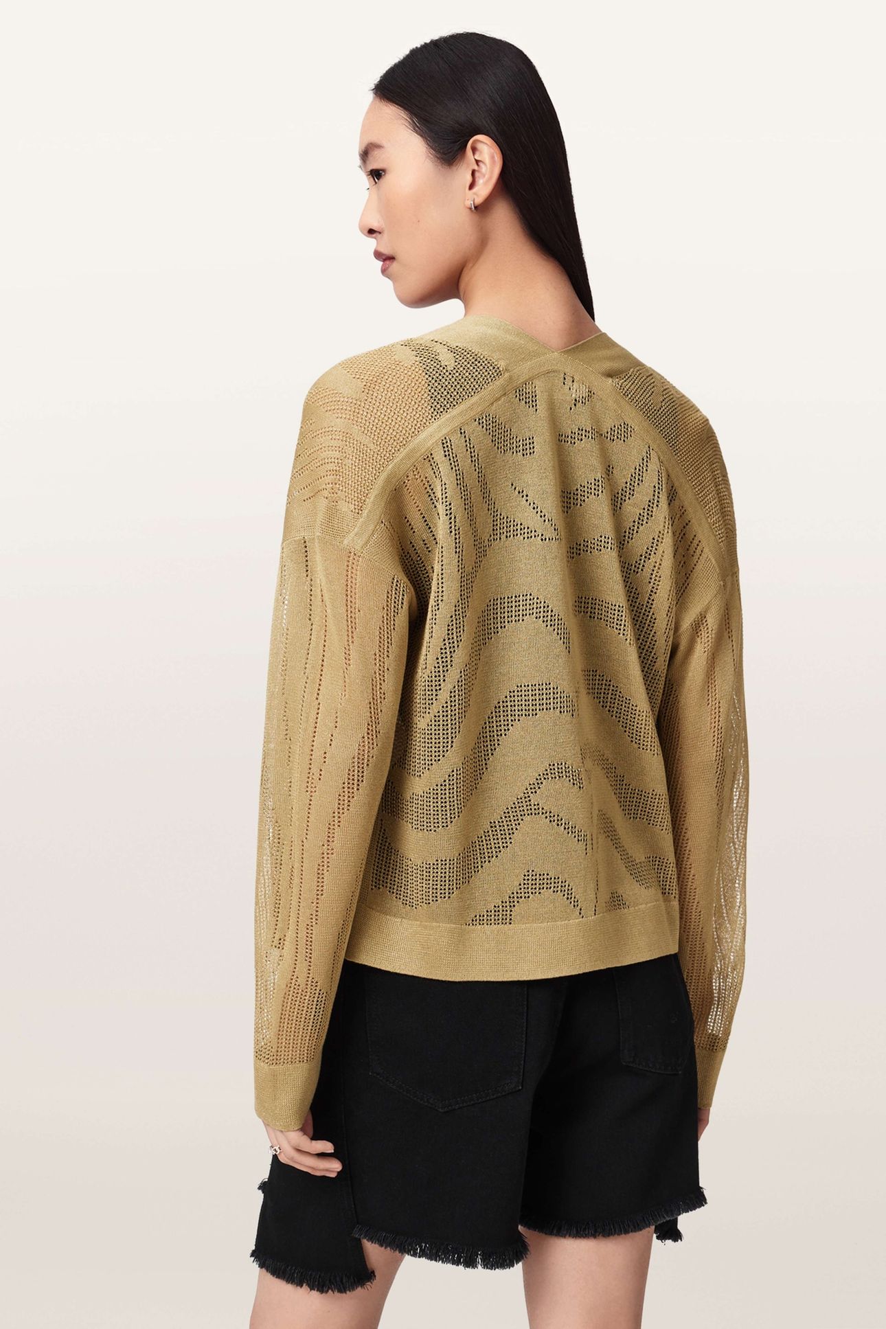 MISHA CROP CARDIGAN SAND GOLD 3
