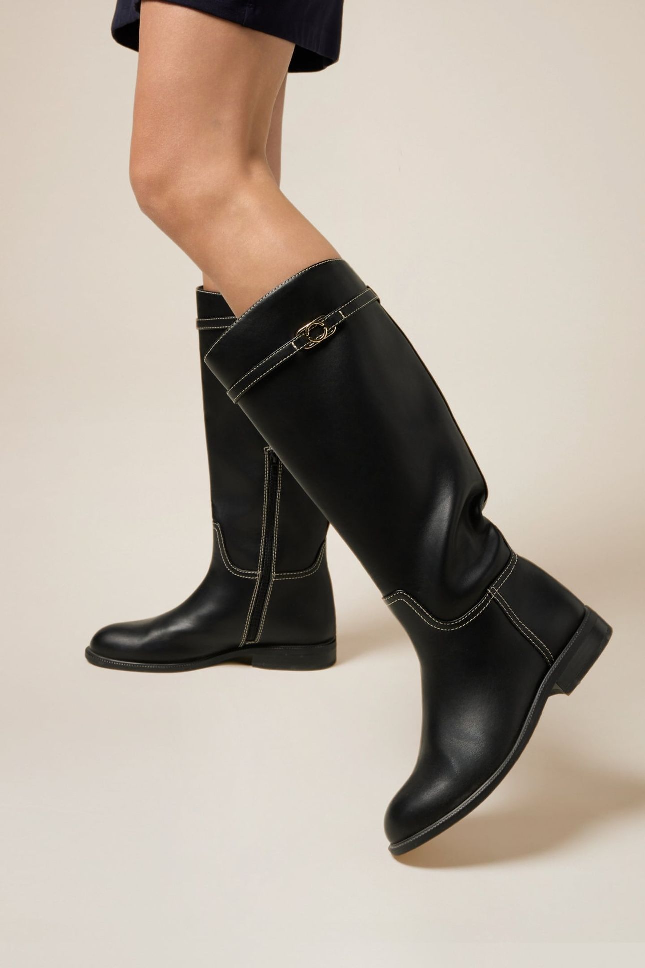 FLAT TALL BOOTS BLACK 6