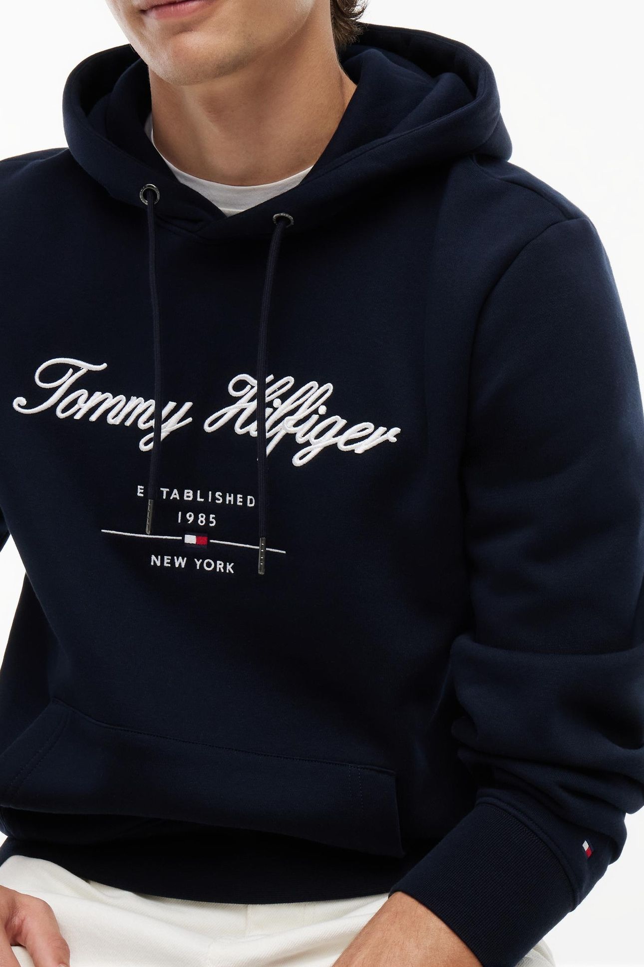 SCRIPT LOGO HOODIE NAVY BLUE 7