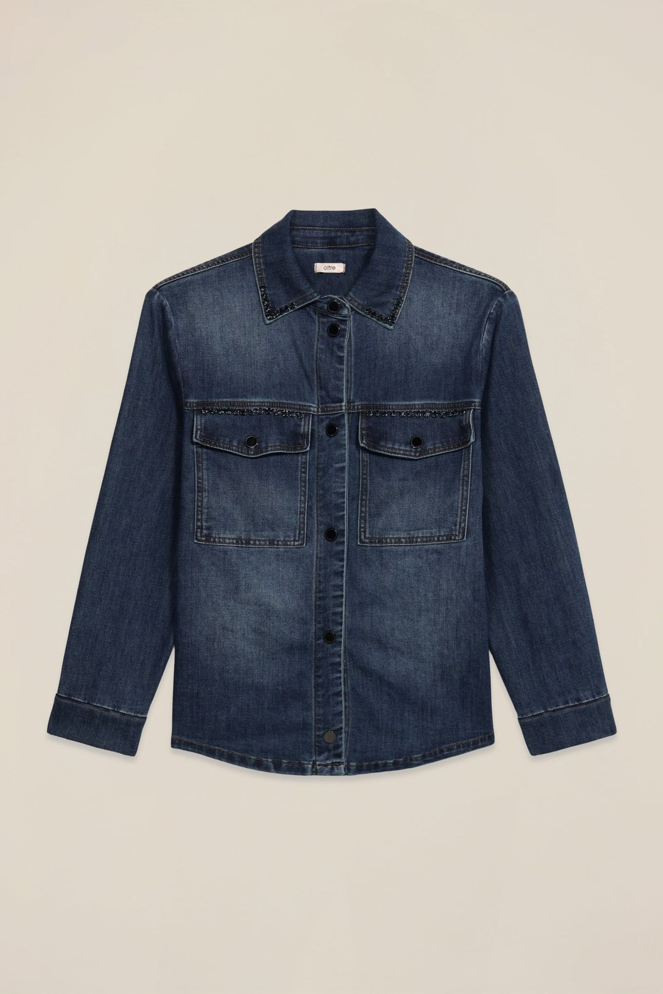 DENIM SHIRT JACKET WITH CRYSTALS BLUE 4