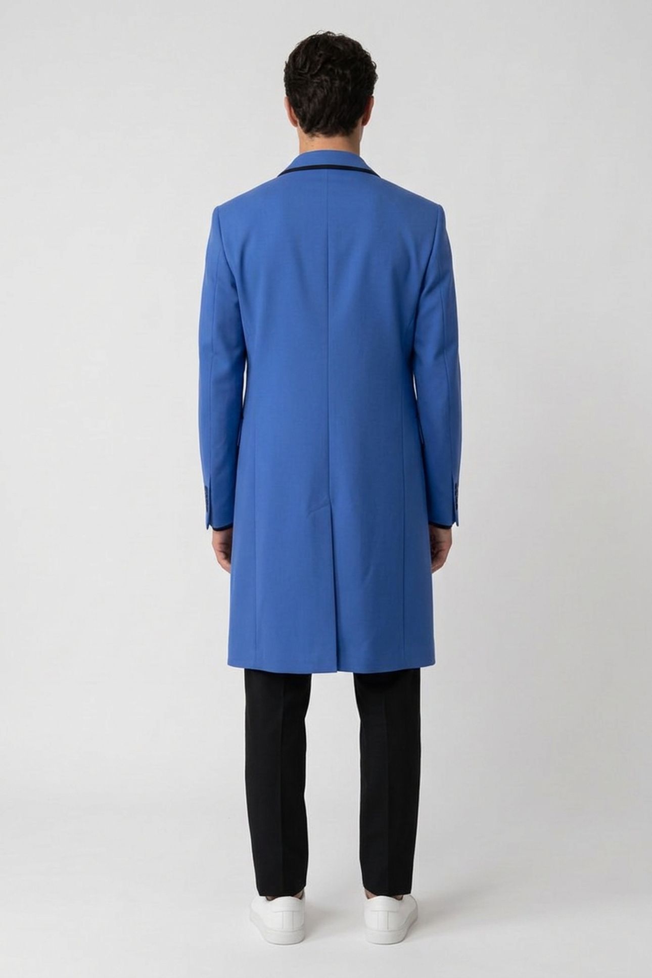COAT IN CONTRASTING LAYERS BONDED FABRIC BLUE 2