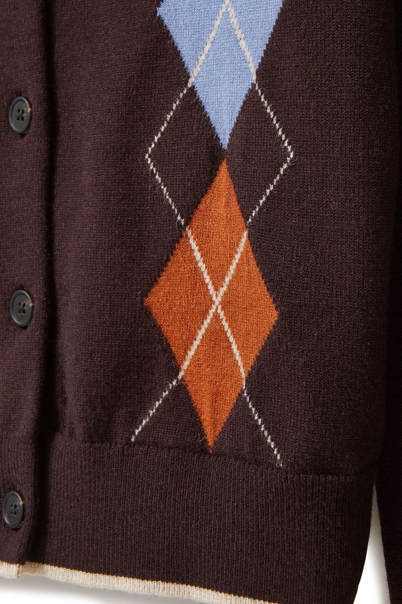 CREW NECK CARDIGAN SEAL BROWN/ STONEWASH / CARAMEL CAFÉ 10