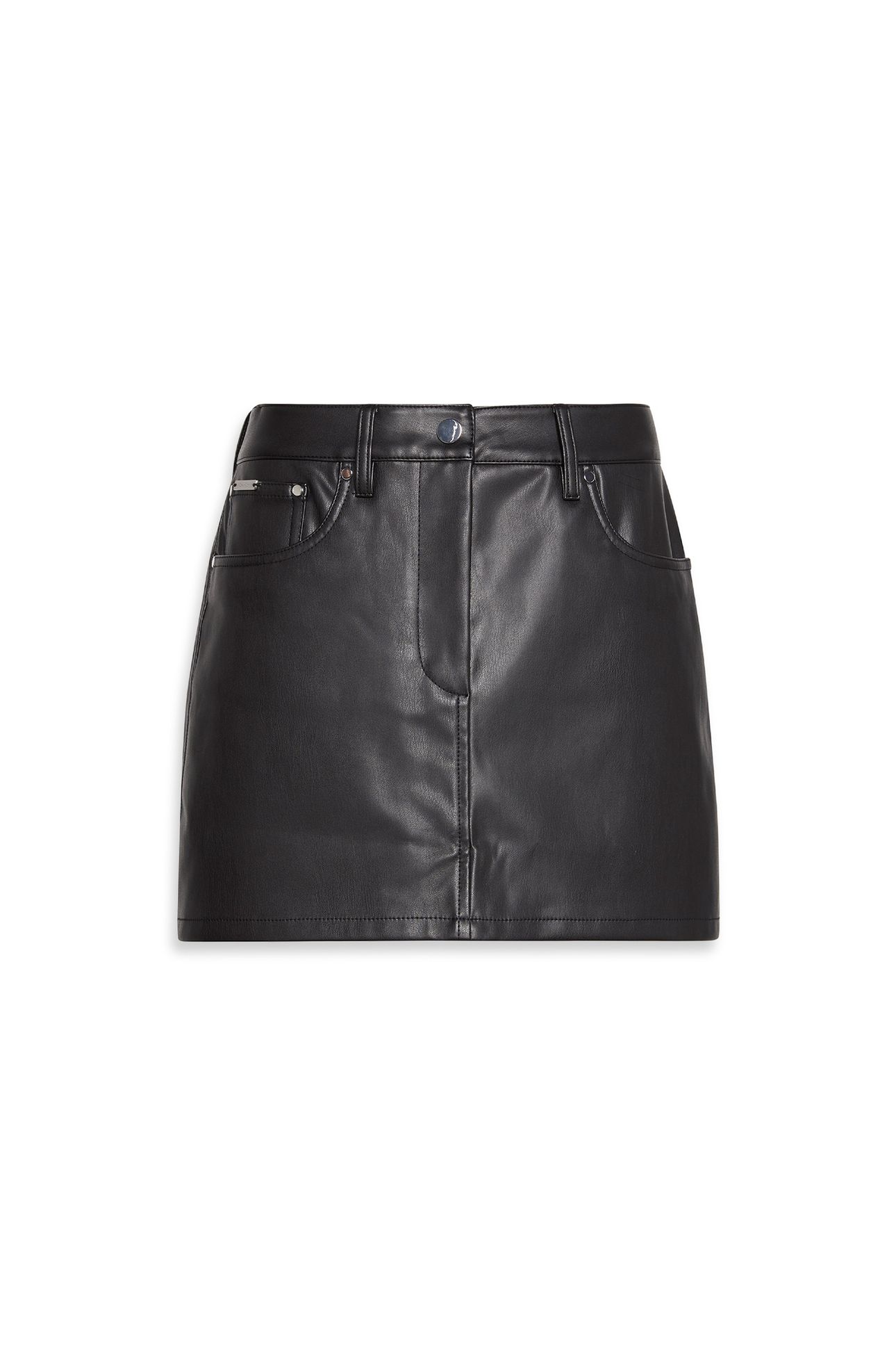 FAUX LEATHER 5PKT MINI SKIRT BLACK 4