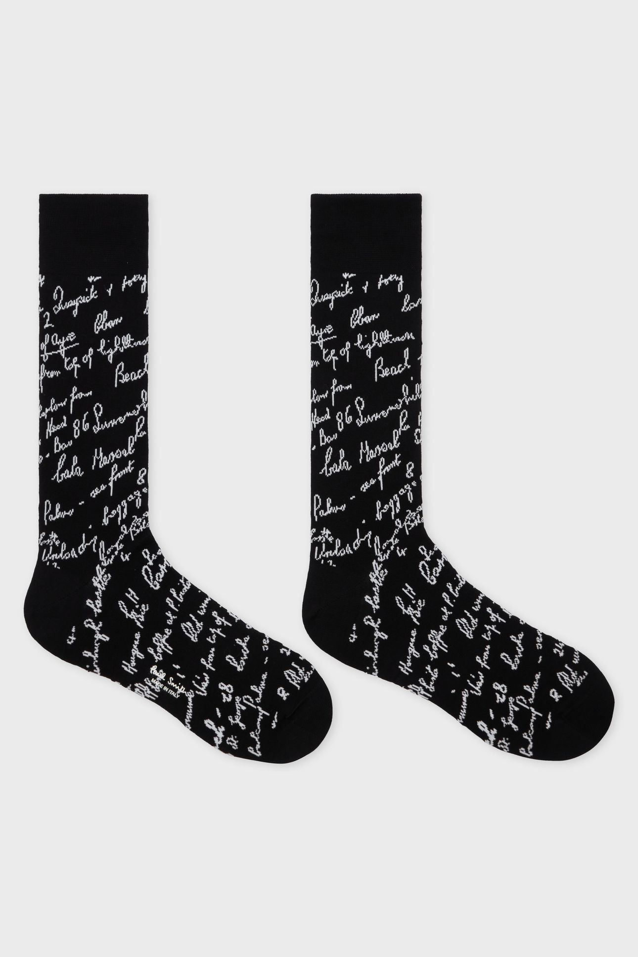 MEN SOCK HANDWRITING BLACK 2