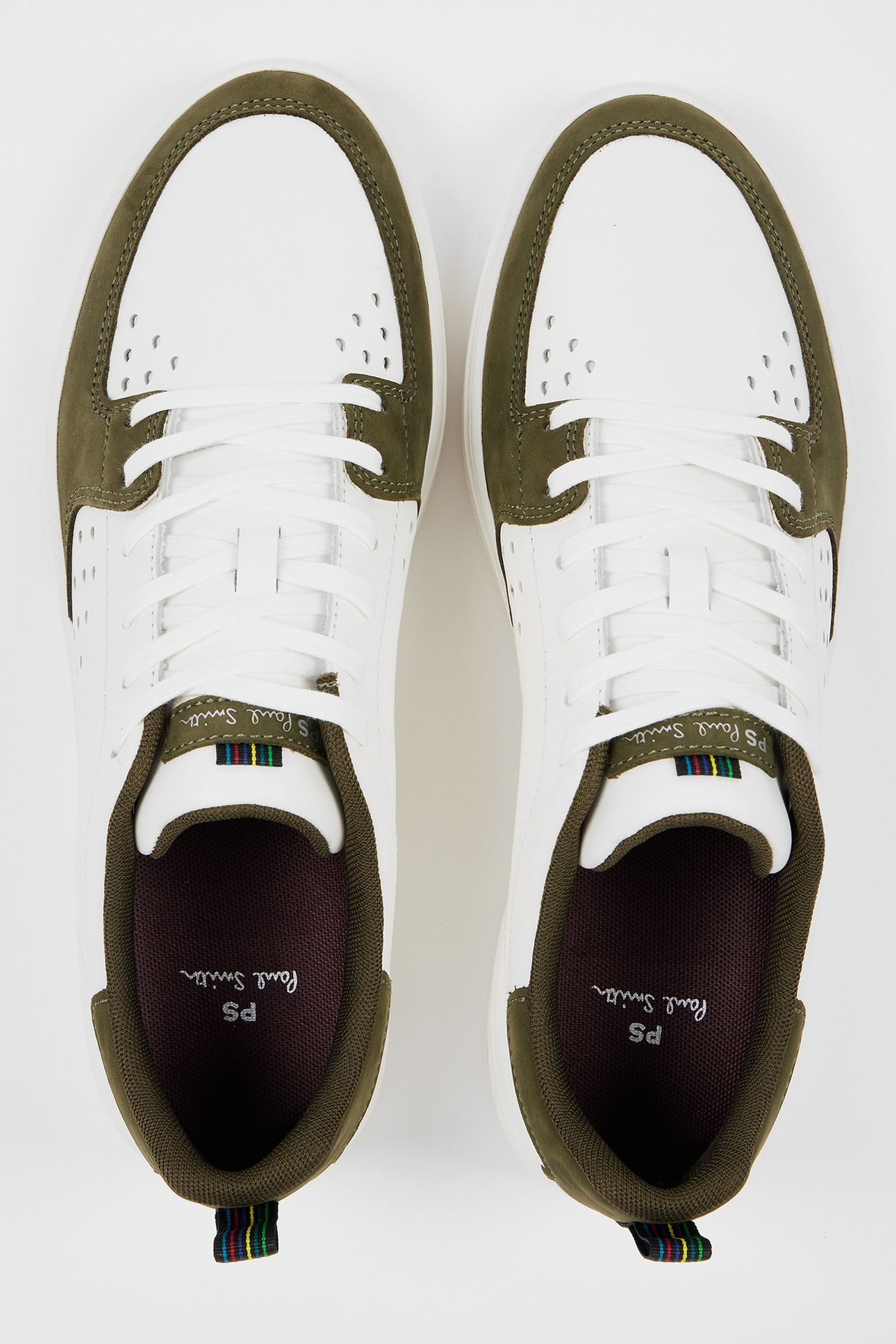 MENS SHOE COSMO WHITE KHAKI BACK PANEL WHITE 9