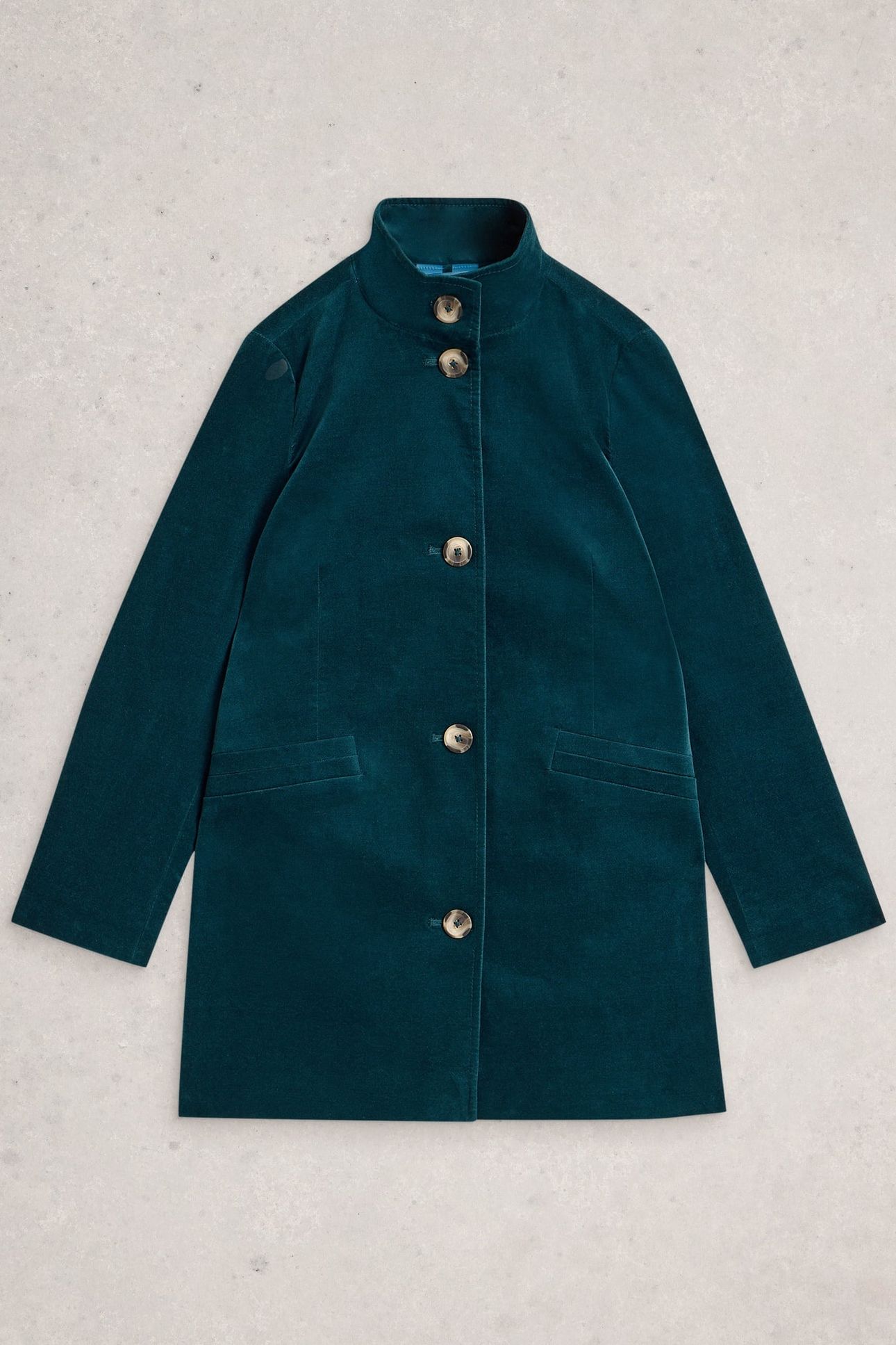 ISLA VELVET COAT DARK TEAL 1