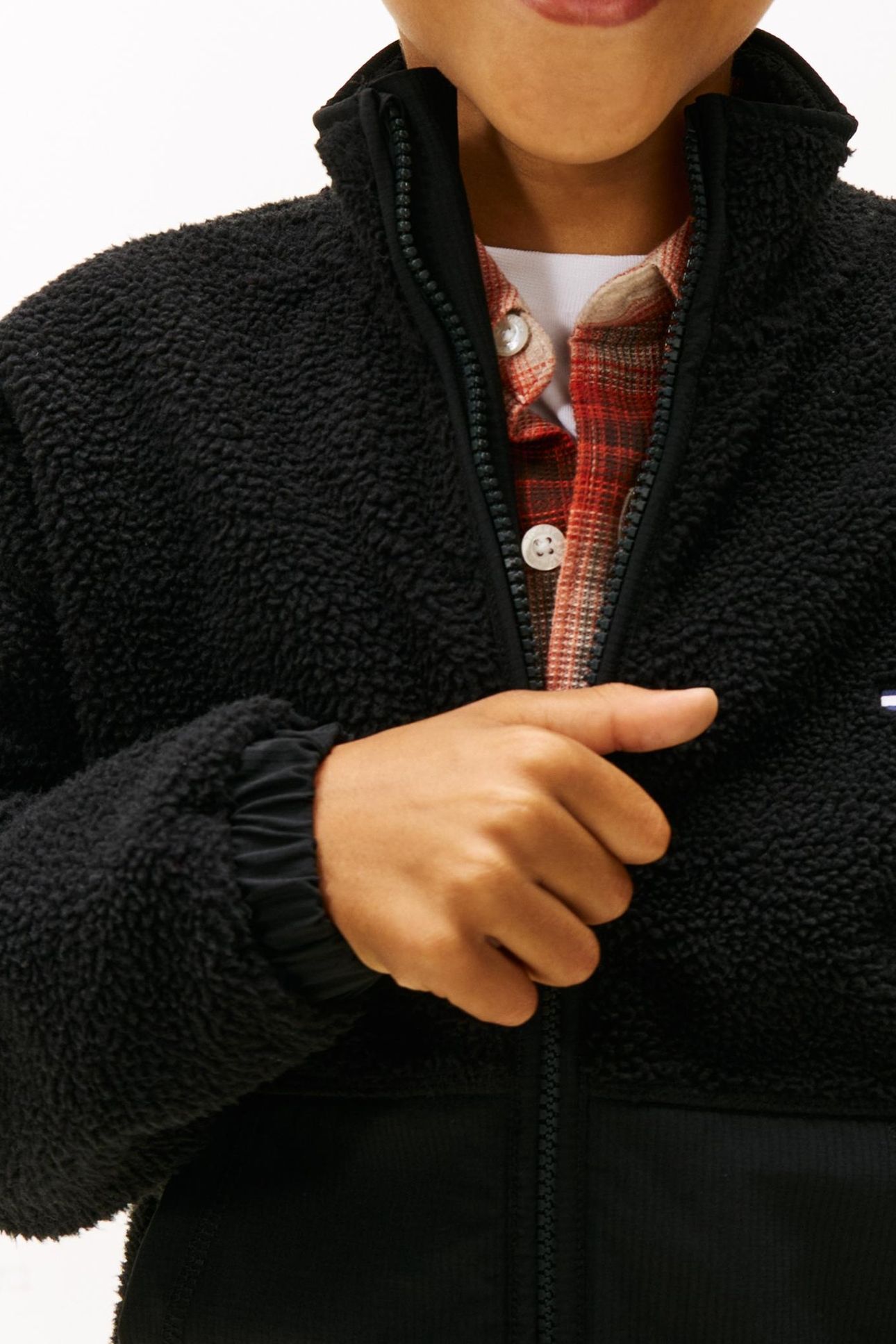 BOYS FABRIC MIX FLEECE ZIP BLACK 5