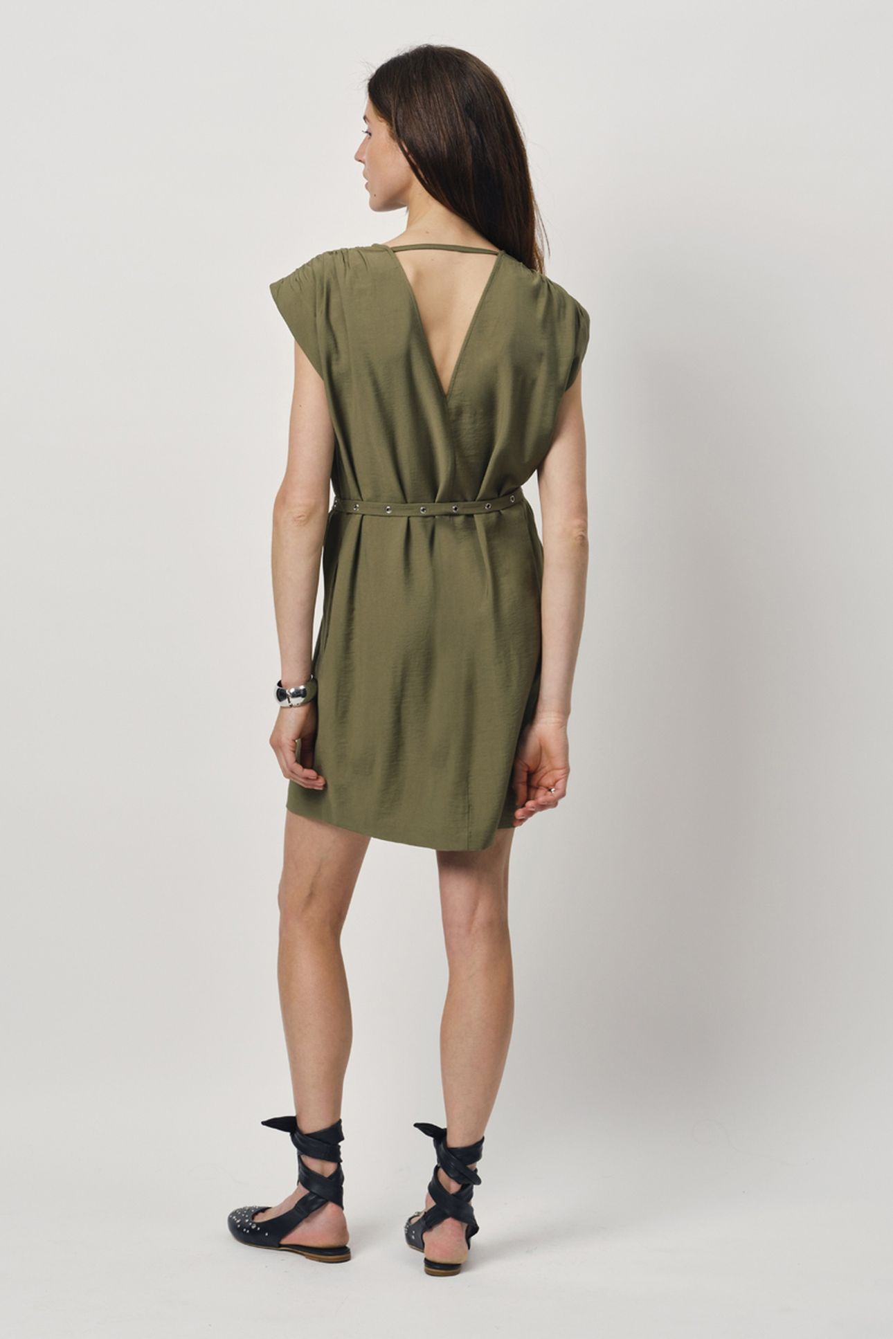 BLAIDY BELTED MINI DRESS OLIVE GLOW 2