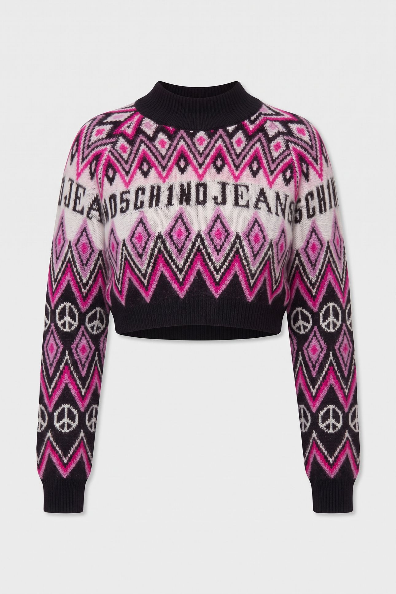 CASHMERE AND WOOL CROP PULLOVER GRAPHIC JACQUARD BLACK 3