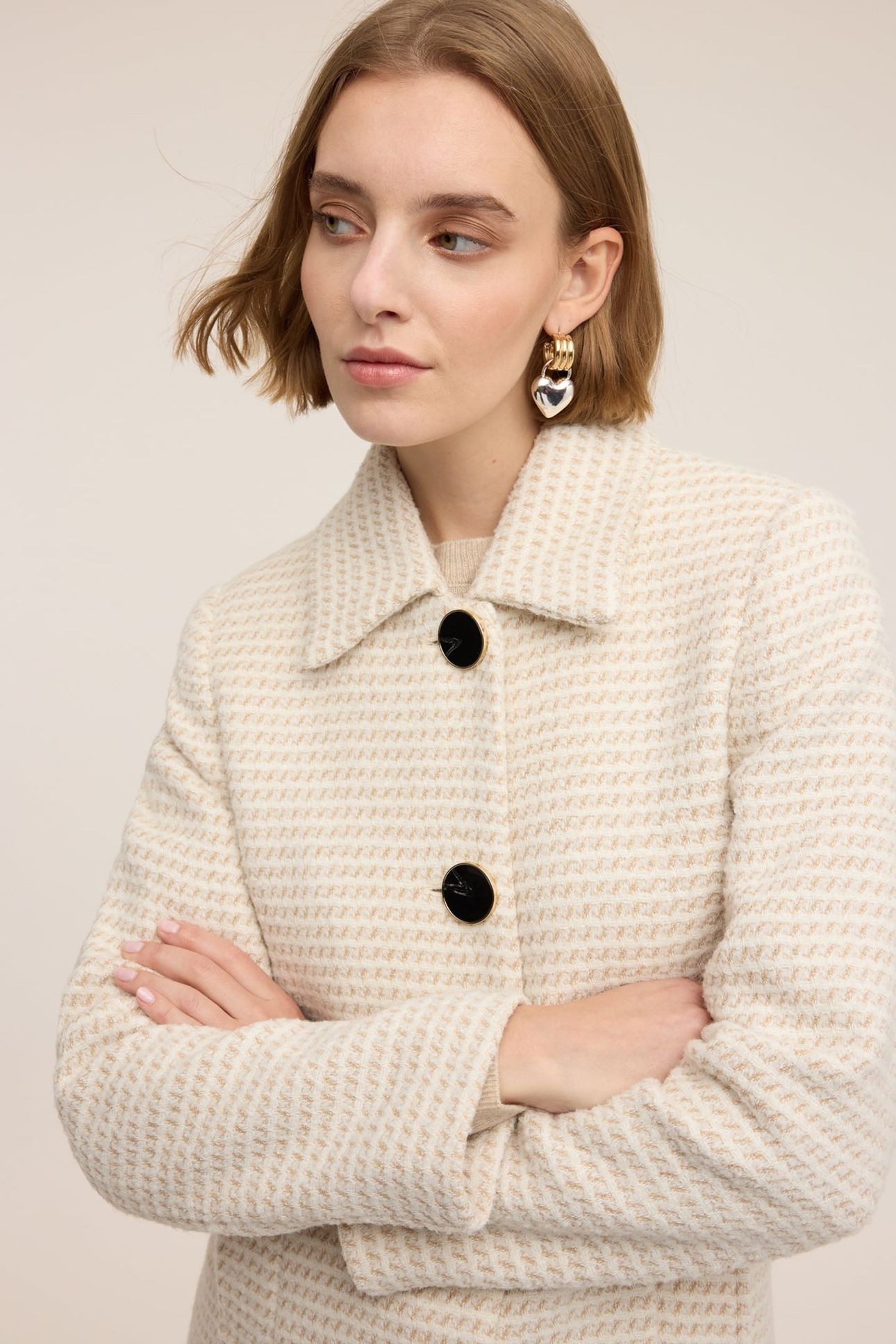LONG JACQUARD COAT BEIGE 5