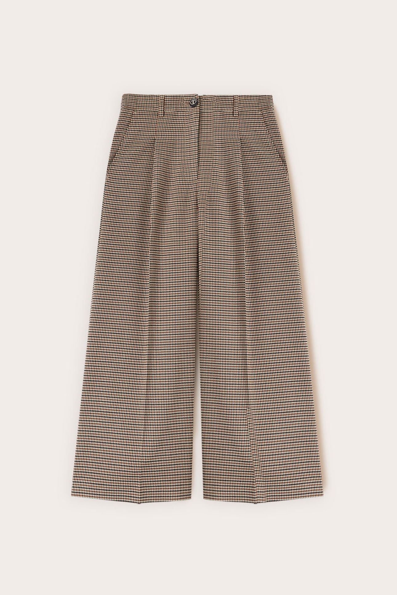 CROPPED PANTS WITH CHECK PATTERN BEIGE 5