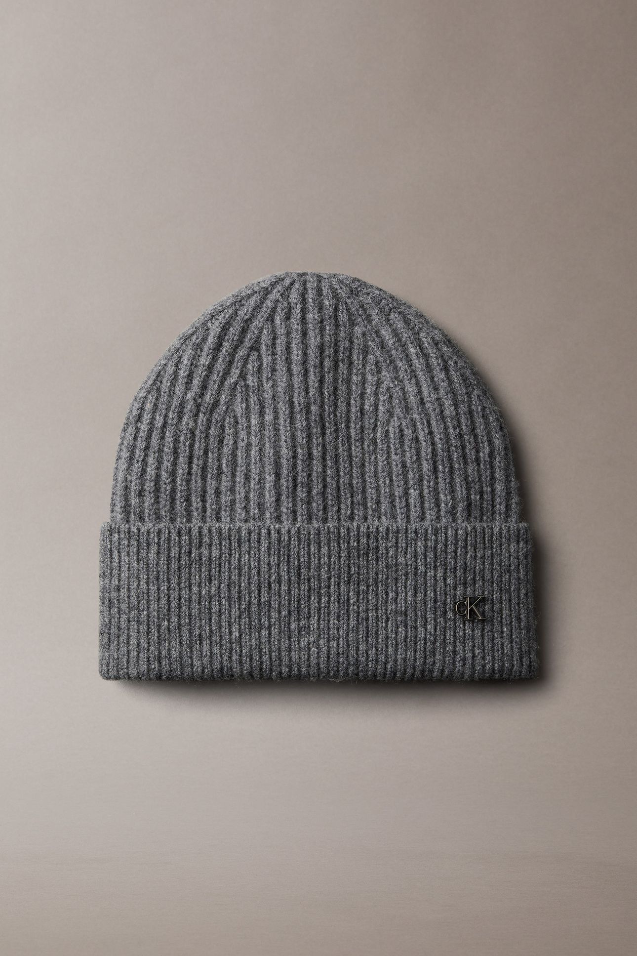 CK METAL WOOL BEANIE CHARCOAL HEATHER 1