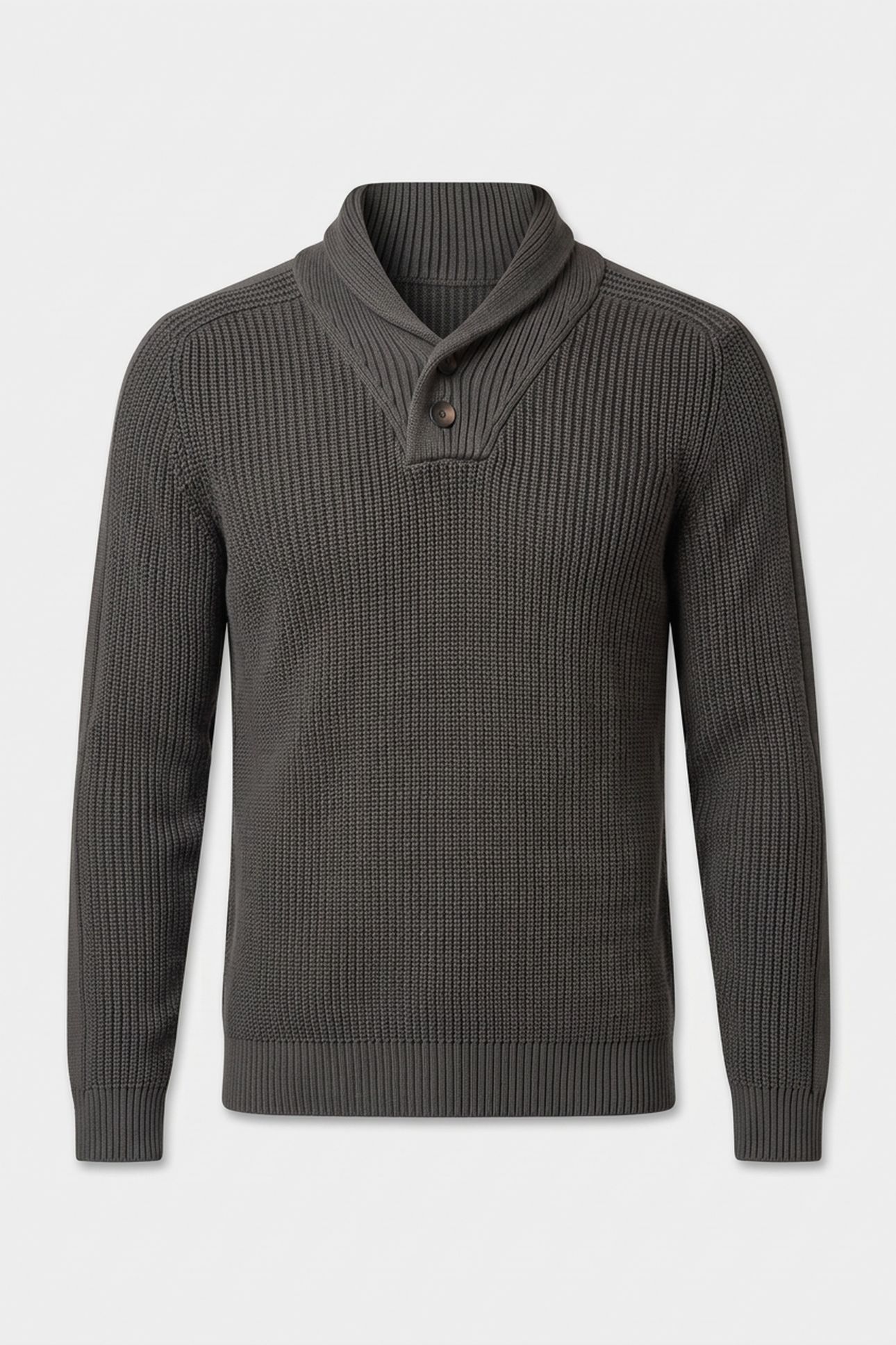 RIBBED SHAWL NECK JUMPER CHARCOAL GREY 3