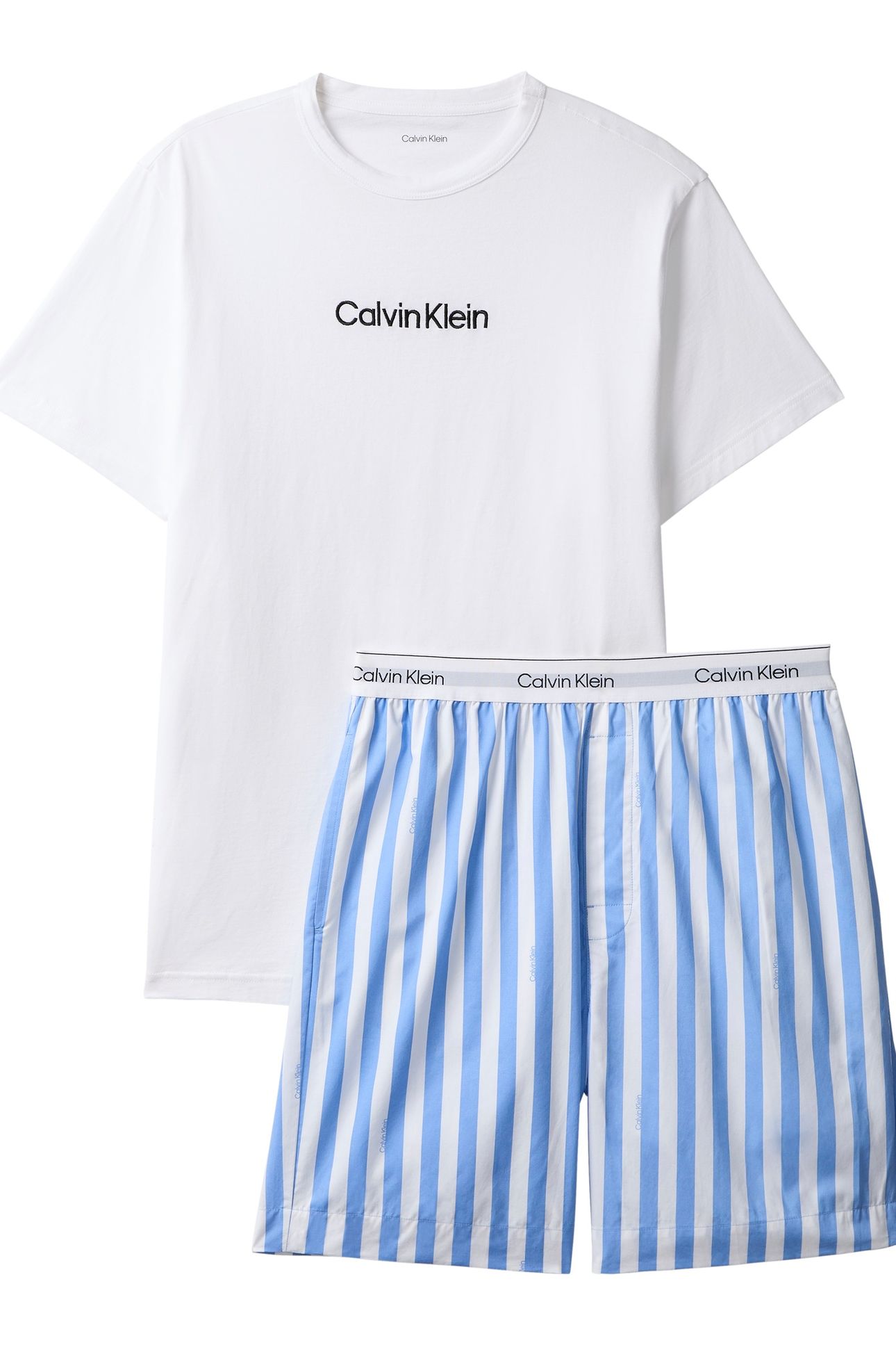 SS POPLIN SHORT SET CLASSIC WHITE TOP/AURORA STRIPE 4
