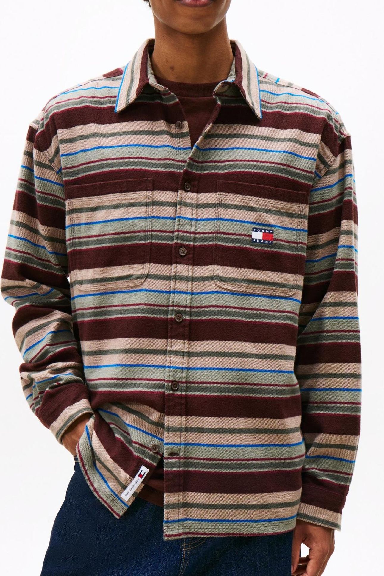 TJM UTILITY FLANNEL RICH BROWN/HORIZONTAL STRIPES 2