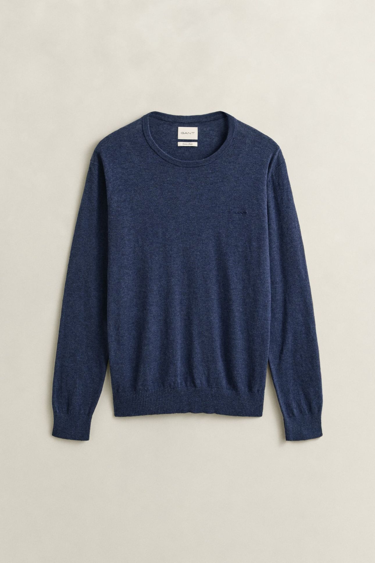 SLUB COTTON LINEN C-NECK DARK INDIGO MELANGE 4
