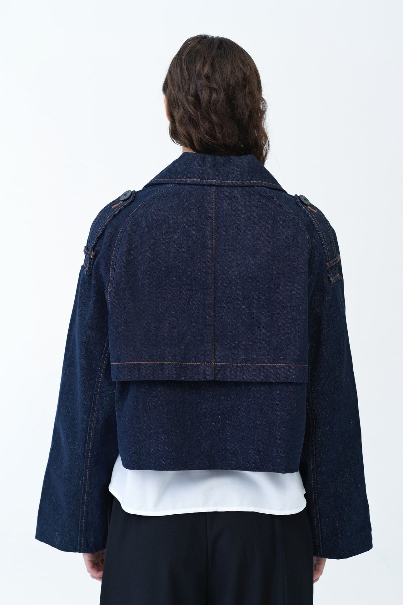 AUSSIE DENIM CROPPED TRENCH DARK INDIGO 2