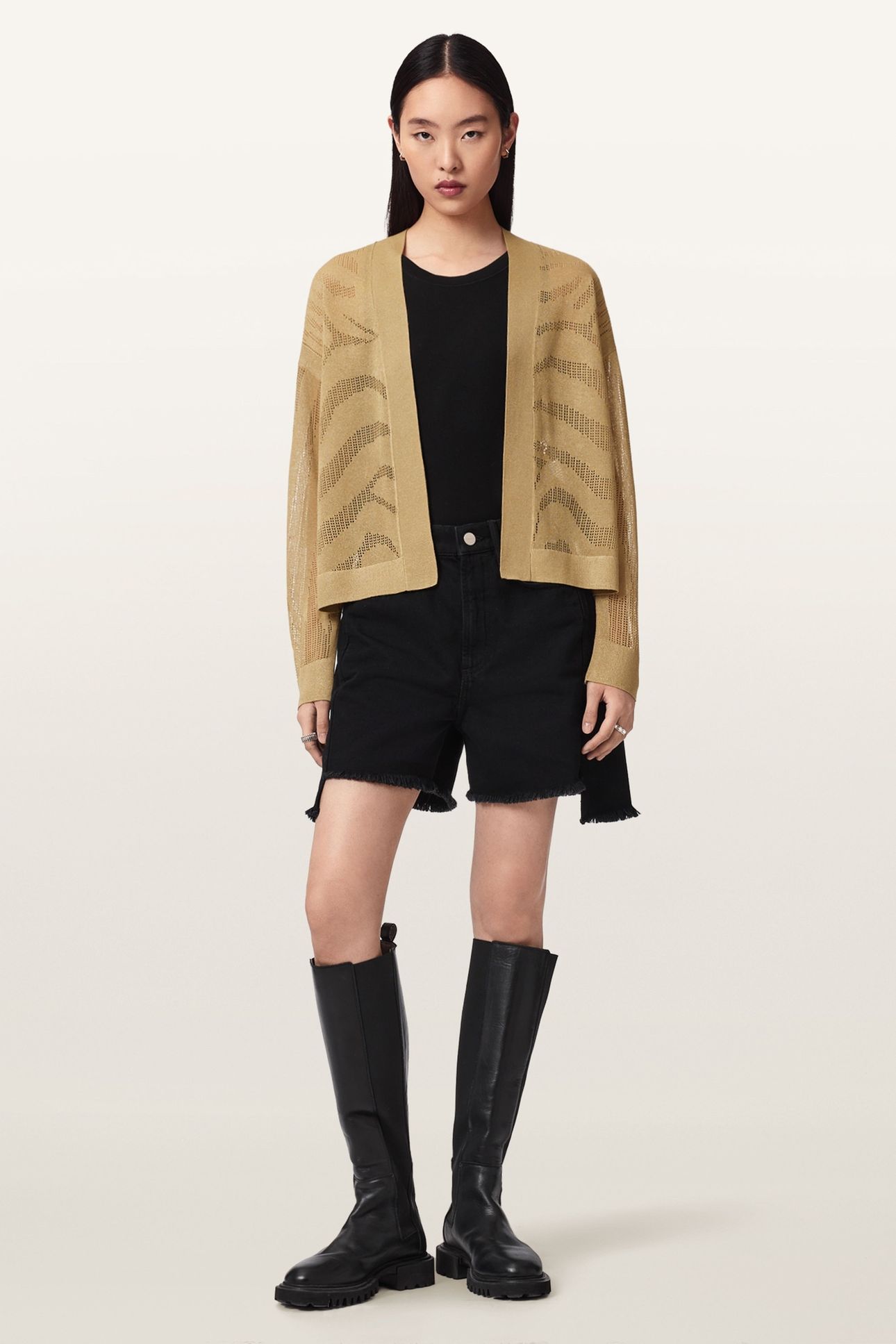 MISHA CROP CARDIGAN SAND GOLD 1