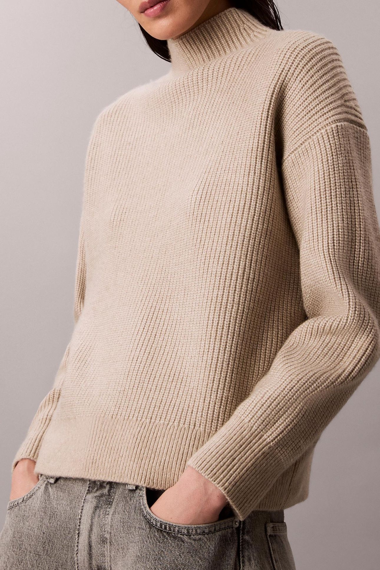 WOOLEN STITCH T-NECK ISLAND FOSSIL 4