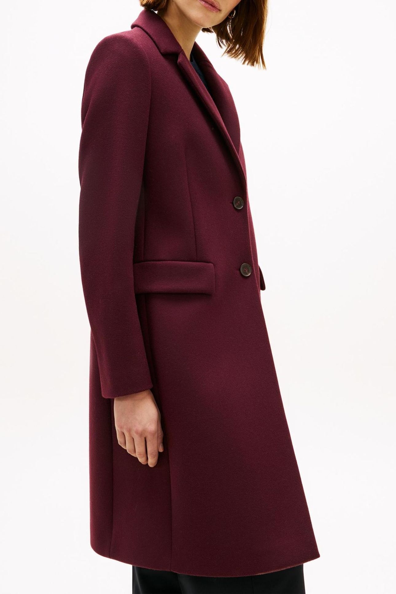 CLASSIC SB WOOL REG COAT DEEP BURGUNDY 5