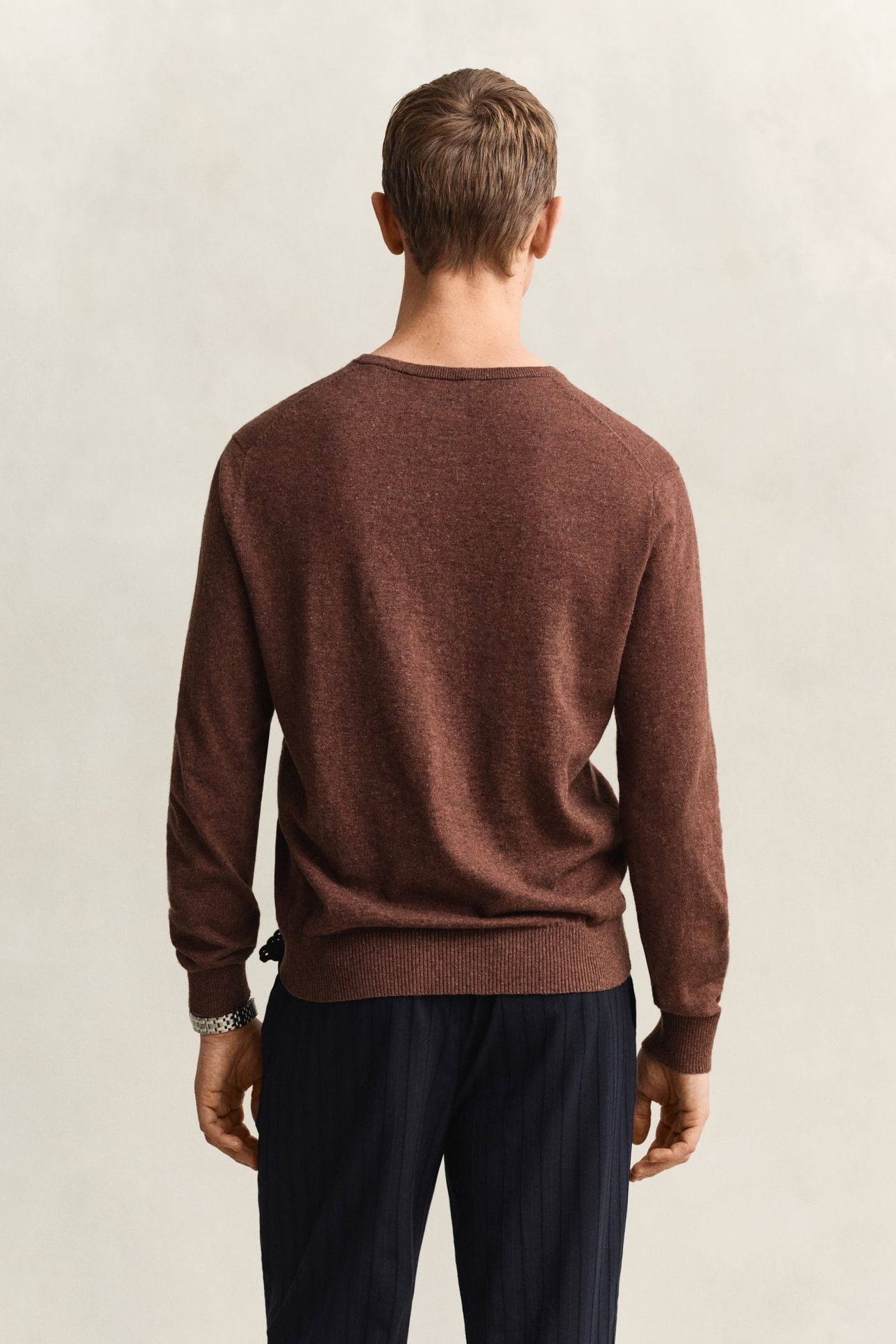 SLUB COTTON LINEN C-NECK HAZELNUT MELANGE 2