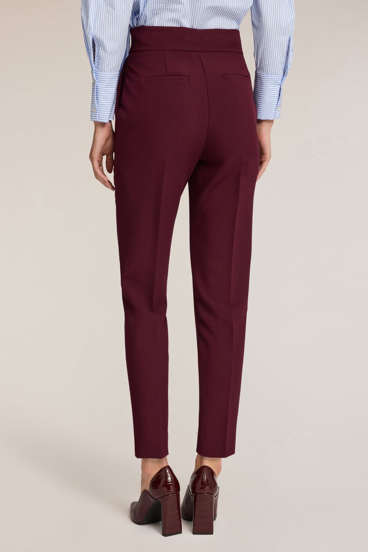 HIGH-WAISTED CARROT PANTS BURGUNDY 3