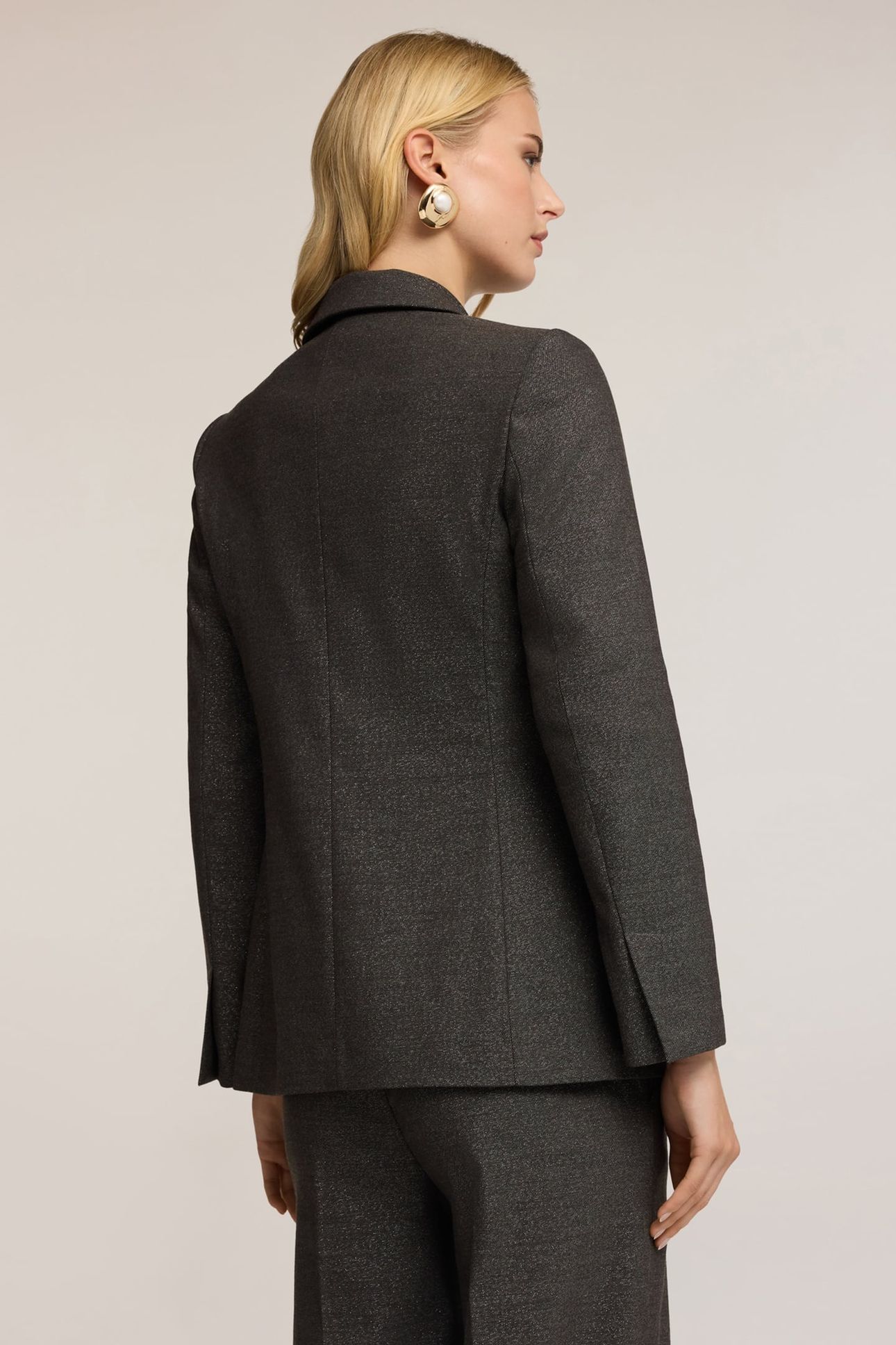 STRUCTURED BLAZER IN MIXED LUREX ARMORED FABRIC GREY 3