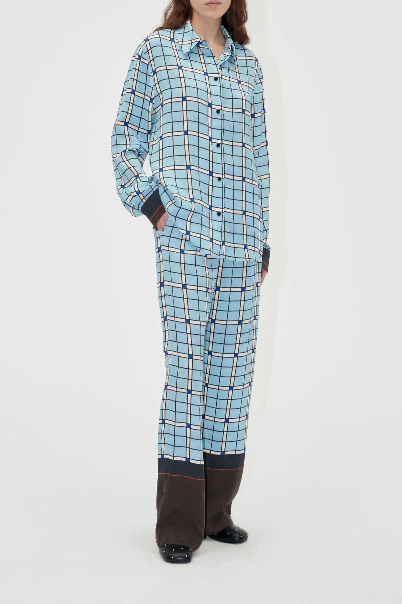 ELASTICATED LONG PANTS WINDOW CHECK 2