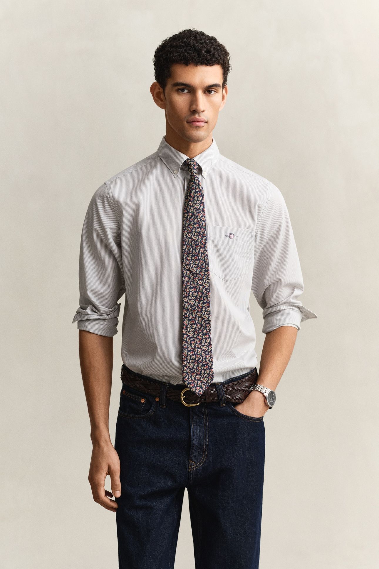 REG CLASSIC POPLIN BANKER SHIRT PEWTER GREY 1