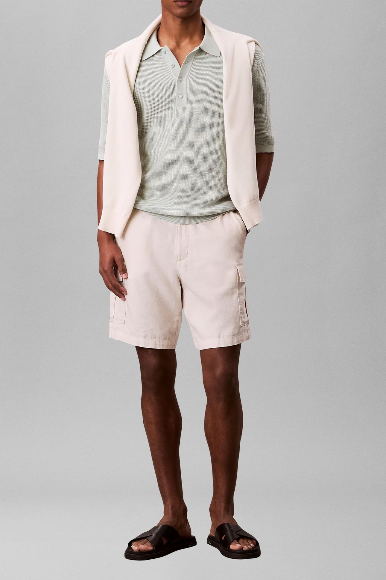 SS COTTON WAFFLE POLO PALE MEADOW 3