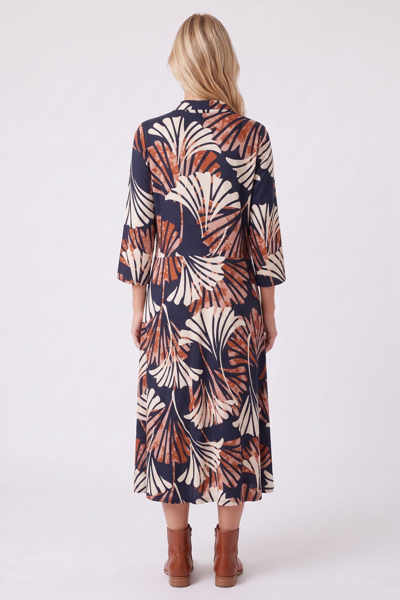RUA JERSEY SHIRT DRESS NAVY PRINT 2