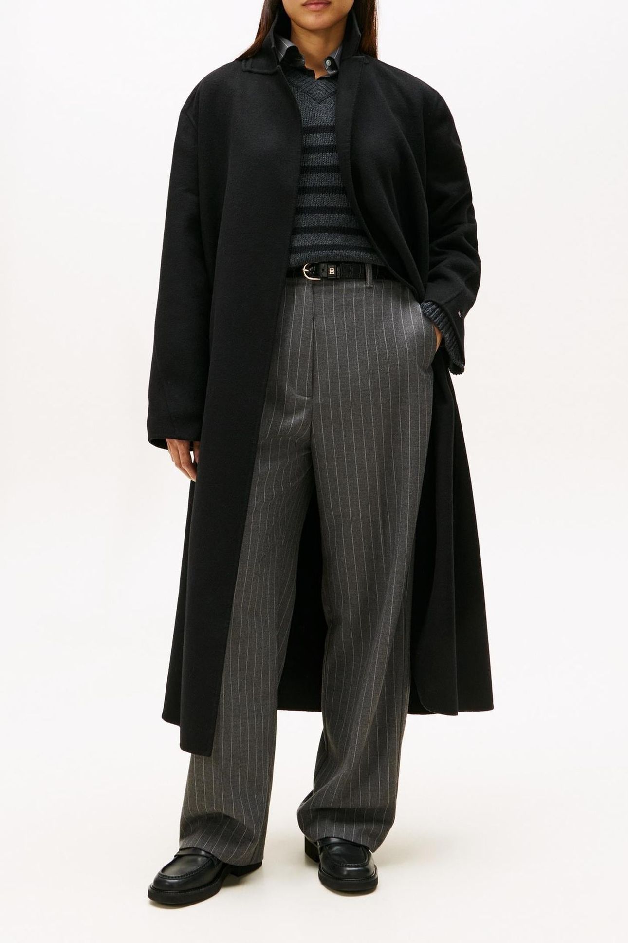 DF WOOL REG BELTED COAT BLACK 1