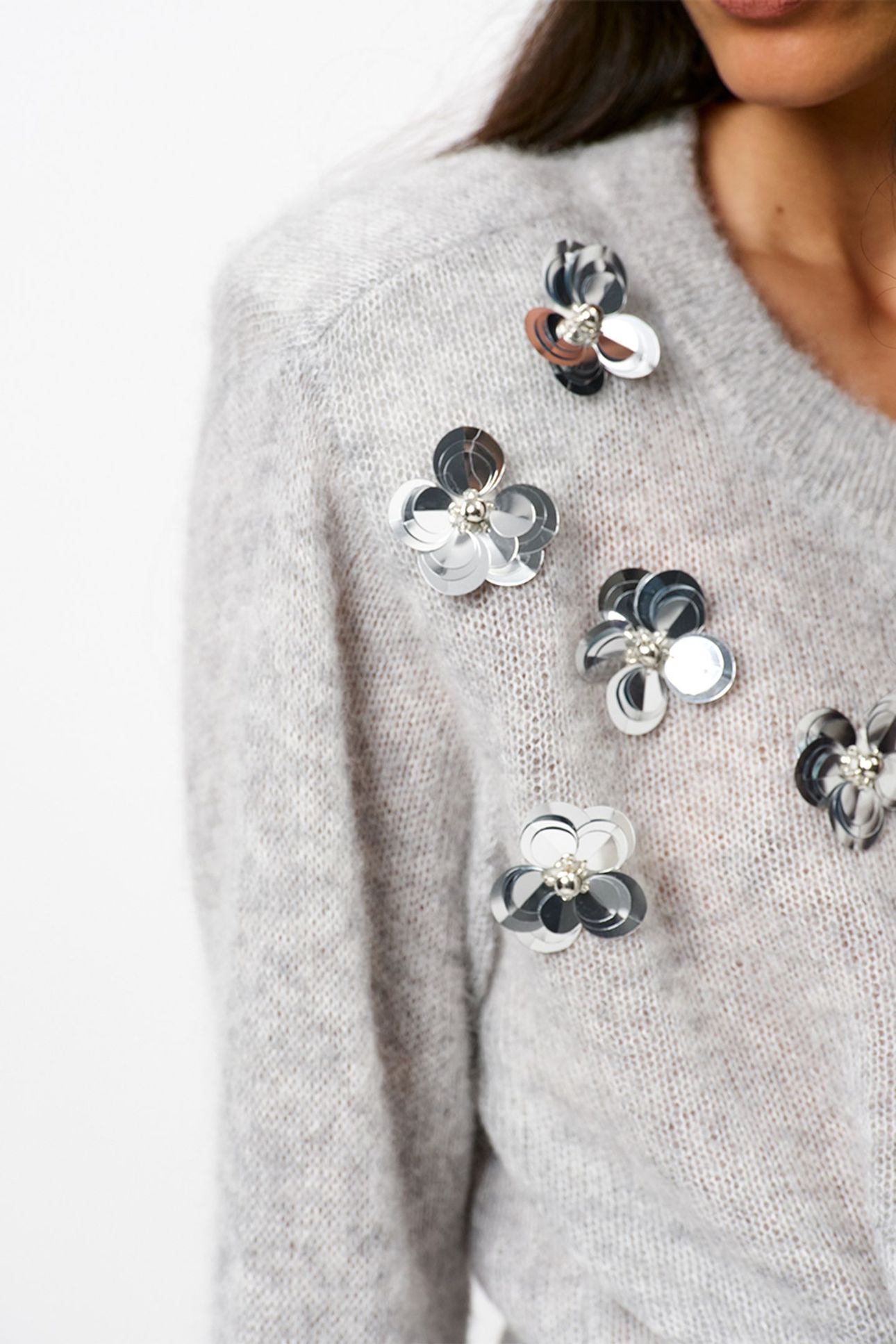 FAWN SEQUIN CARDIGAN HEATHER GREY 6