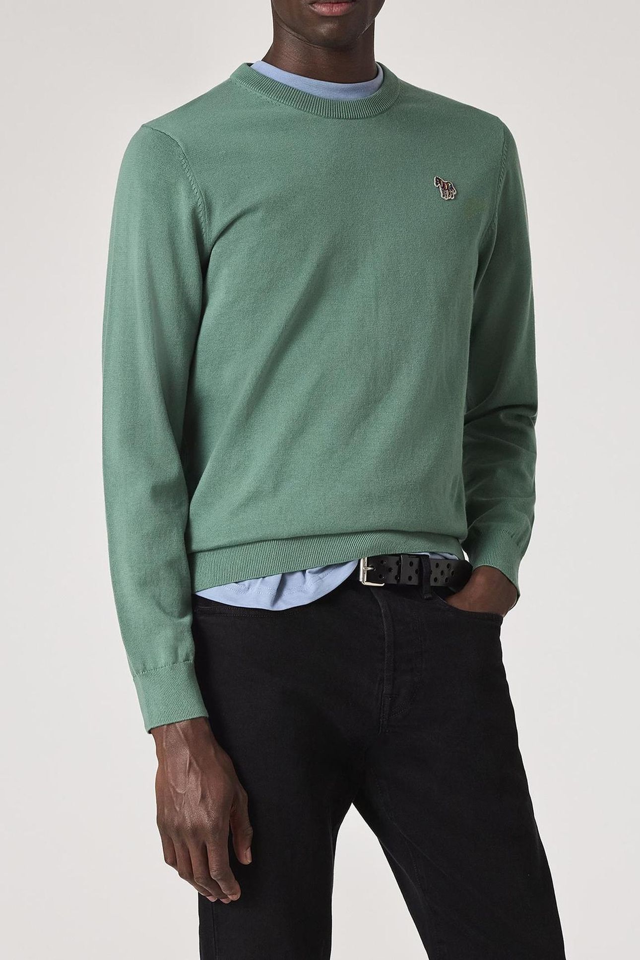 MENS SWEATER CREW NECK ZEB BAD PEA GREEN 1