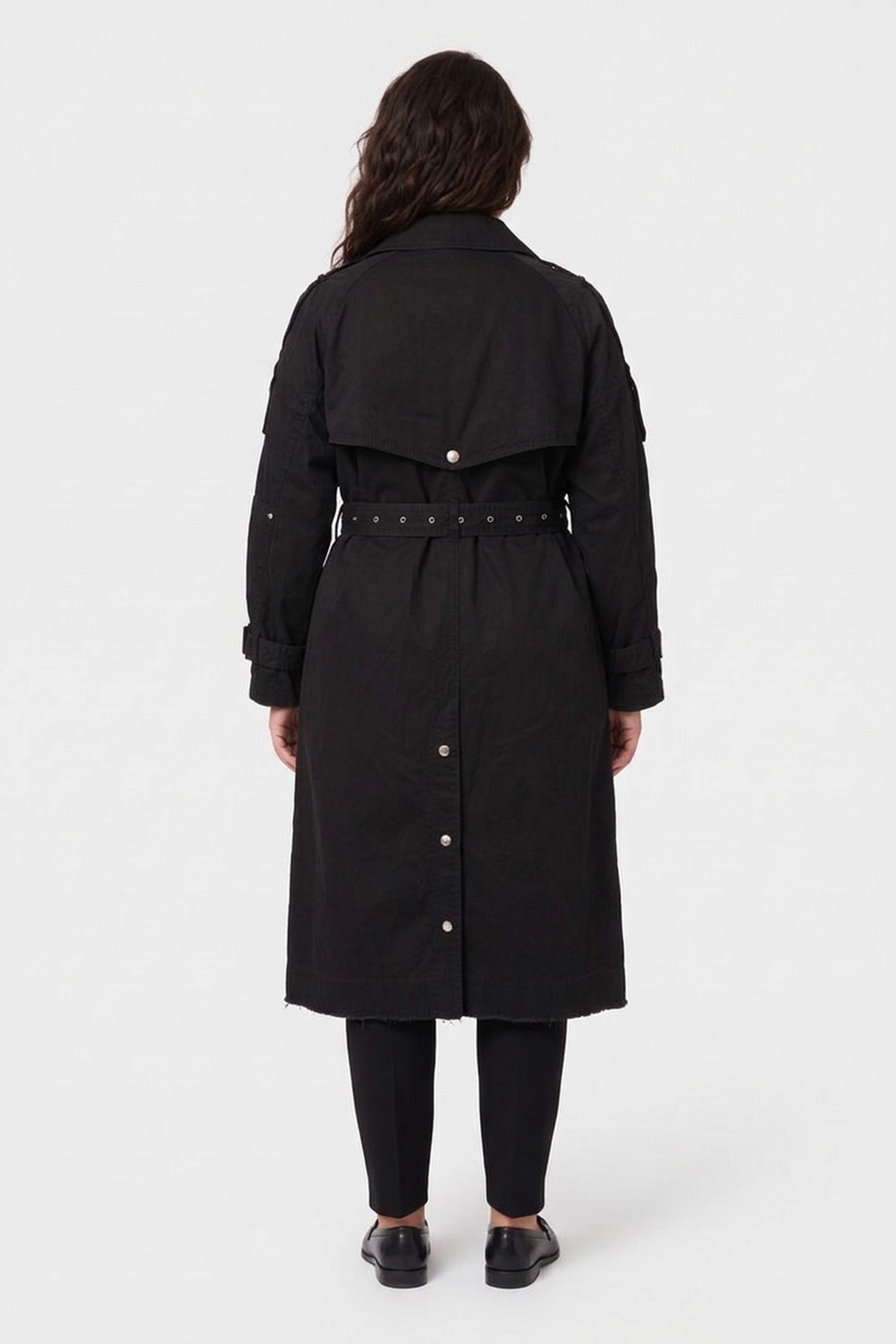 GARMENT-DYED GABARDINE TRENCH COAT BLACK 2