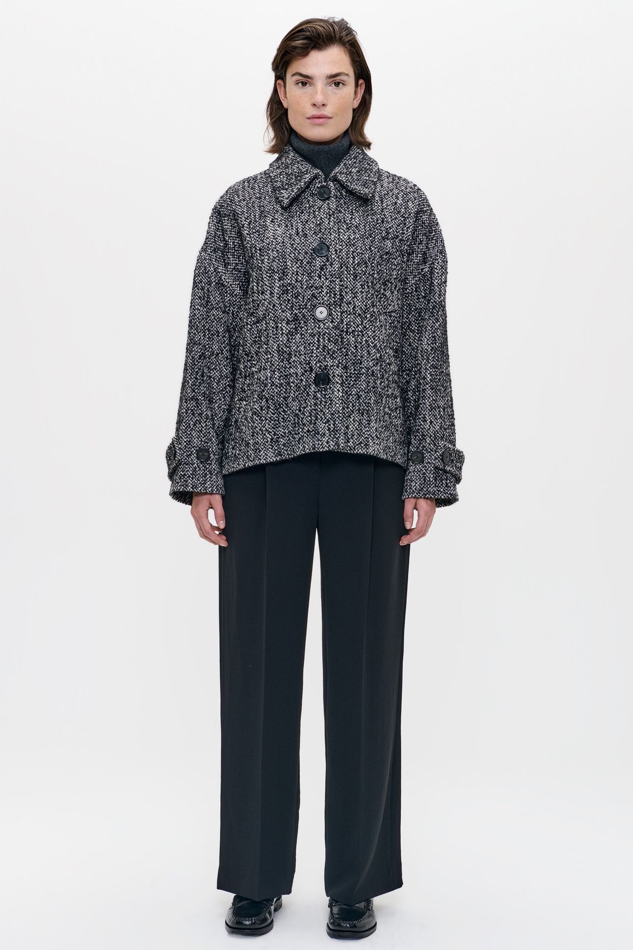 TWEED SHORT COAT BLACK 1