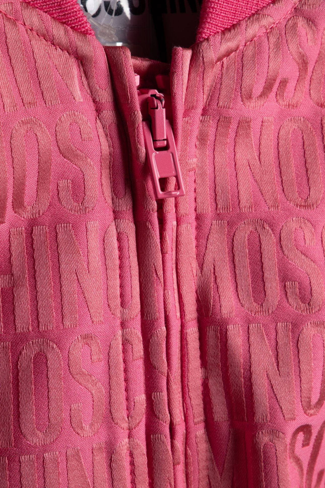 ALLOVER LOGO JACQUARD NYLON BOMBER JACKET PINK 4