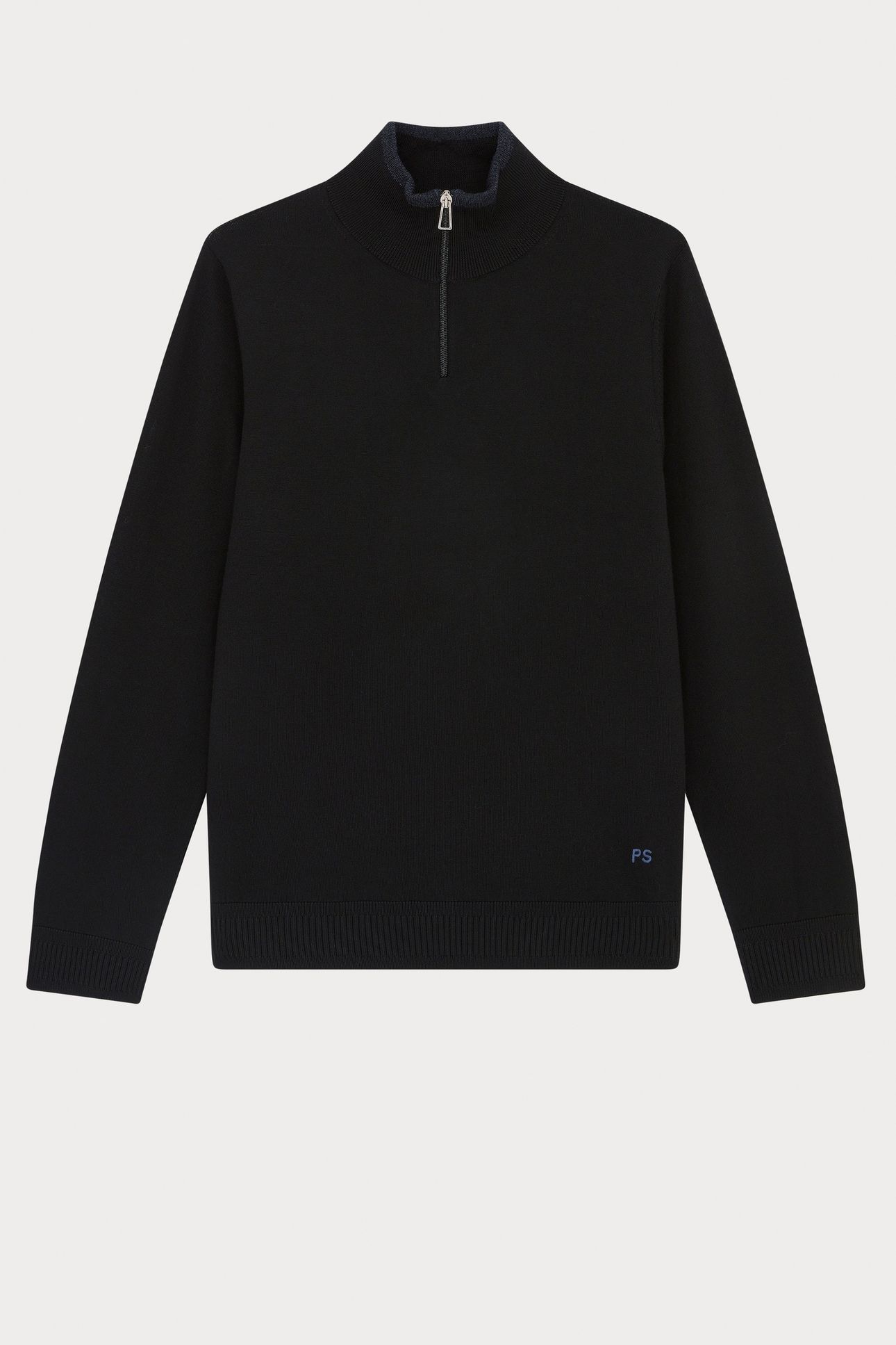 MENS SWEATER ZIP NECK BLACK 6